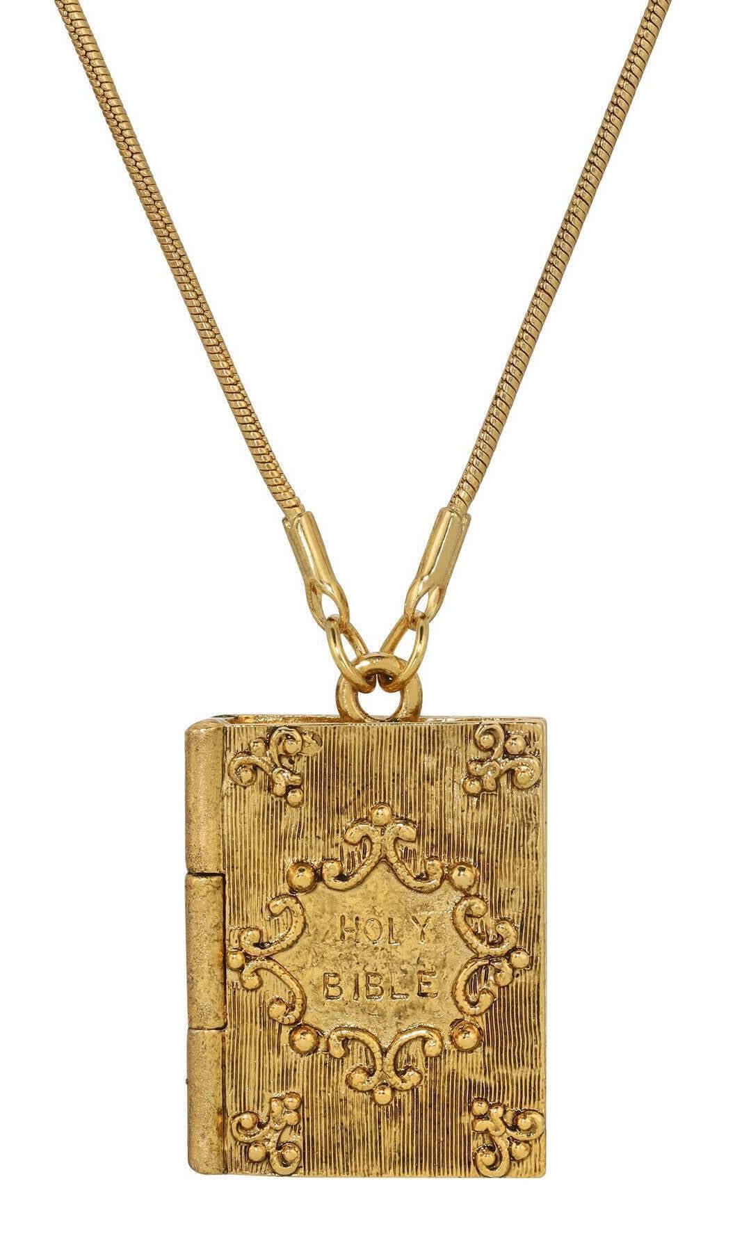 Symbols Of Faith Psalm 23:4 Holy Bible Locket Pendant Necklace 32"