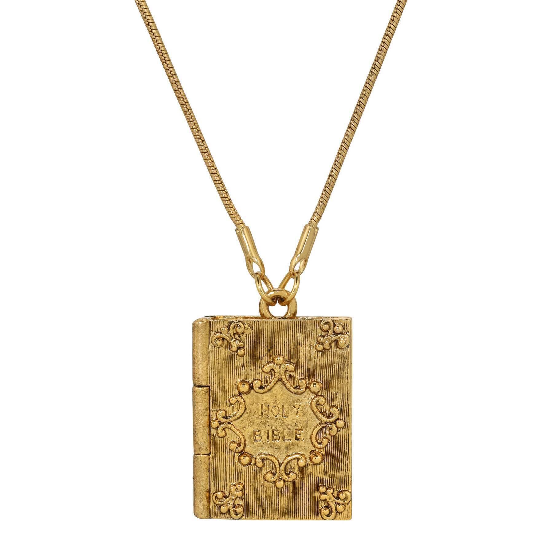 Symbols Of Faith Psalm 23:4 Holy Bible Locket Pendant Necklace 32"