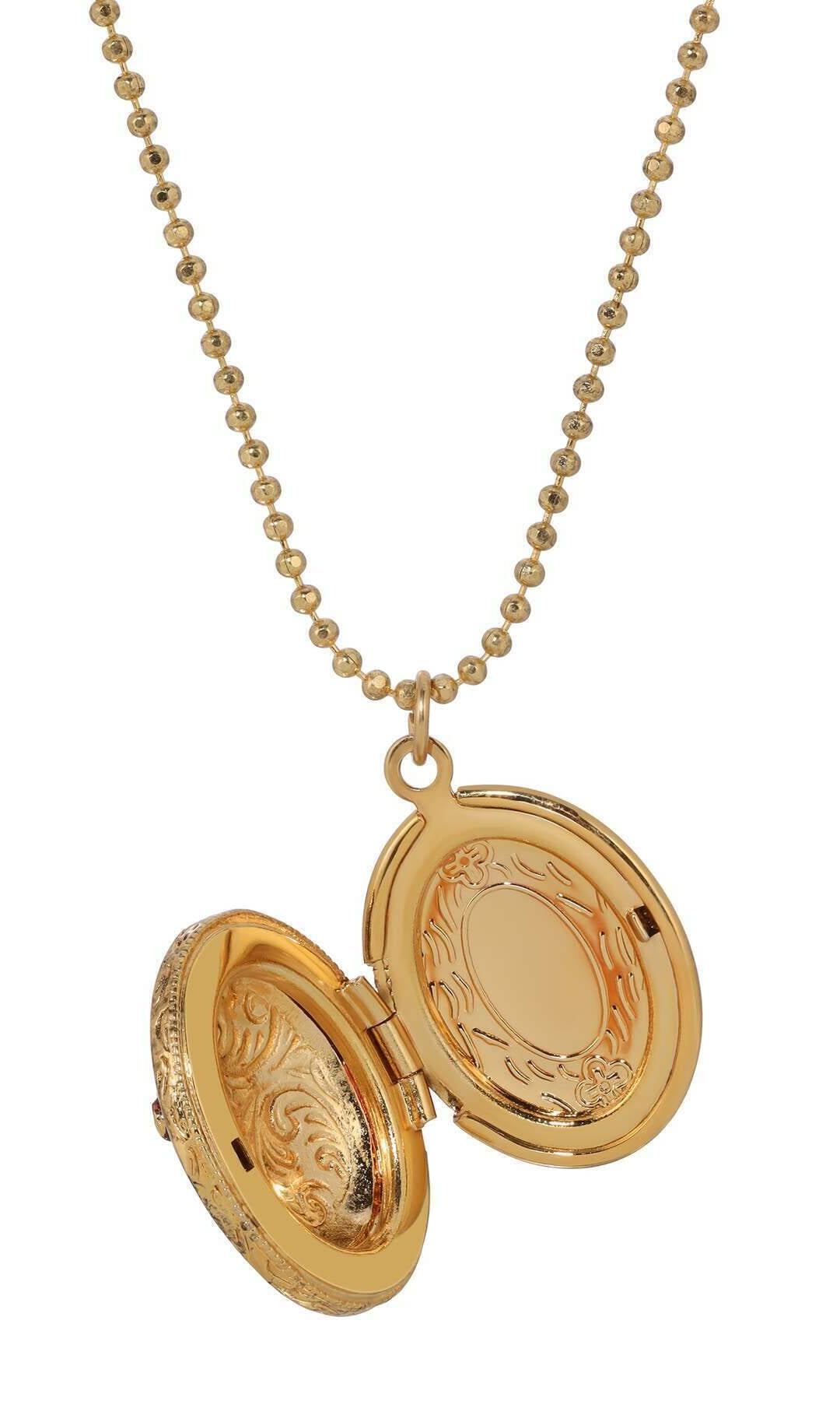 Symbols Of Faith Budded Cross Oval Enamel Photo Locket Necklace 18"