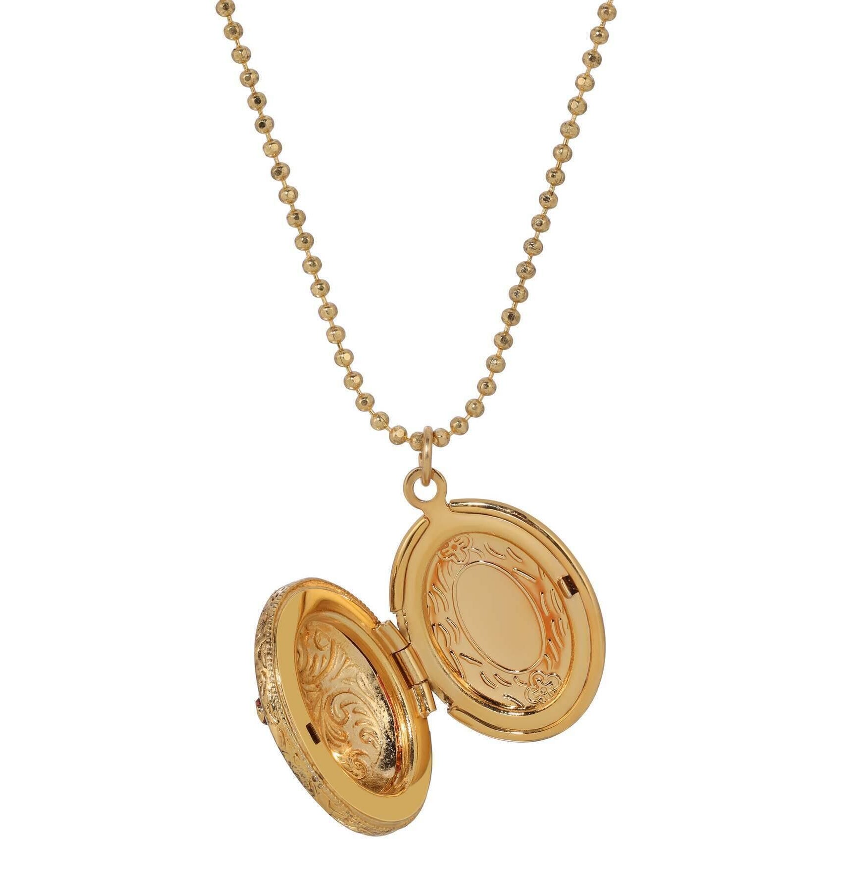 Symbols Of Faith Budded Cross Oval Enamel Photo Locket Necklace 18"