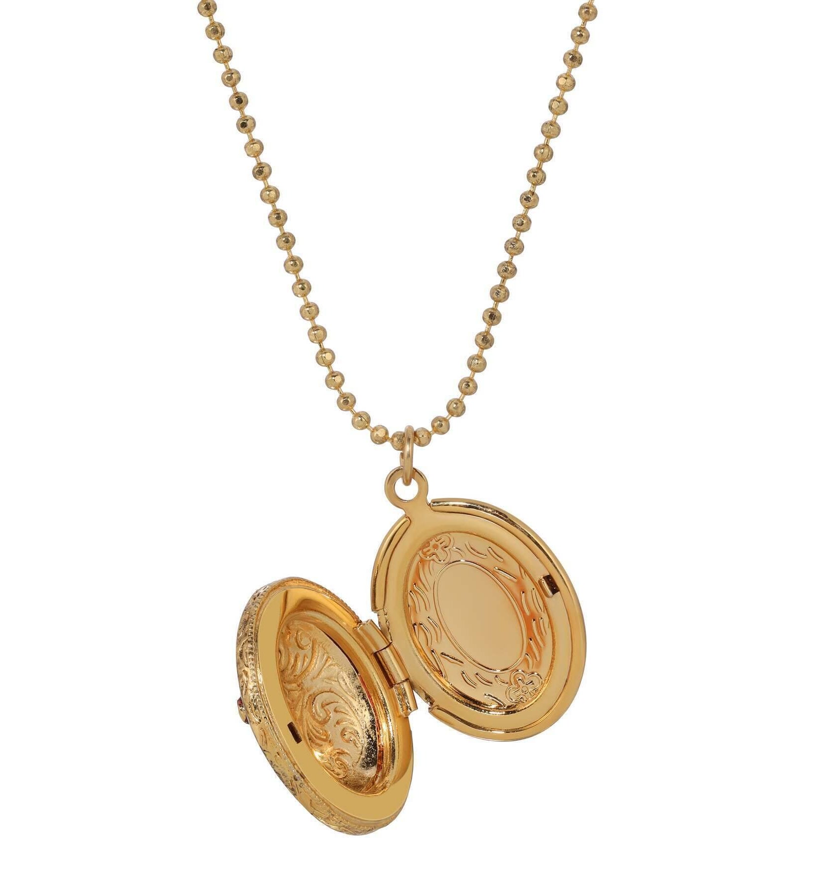 Symbols Of Faith Budded Cross Oval Enamel Photo Locket Necklace 18"