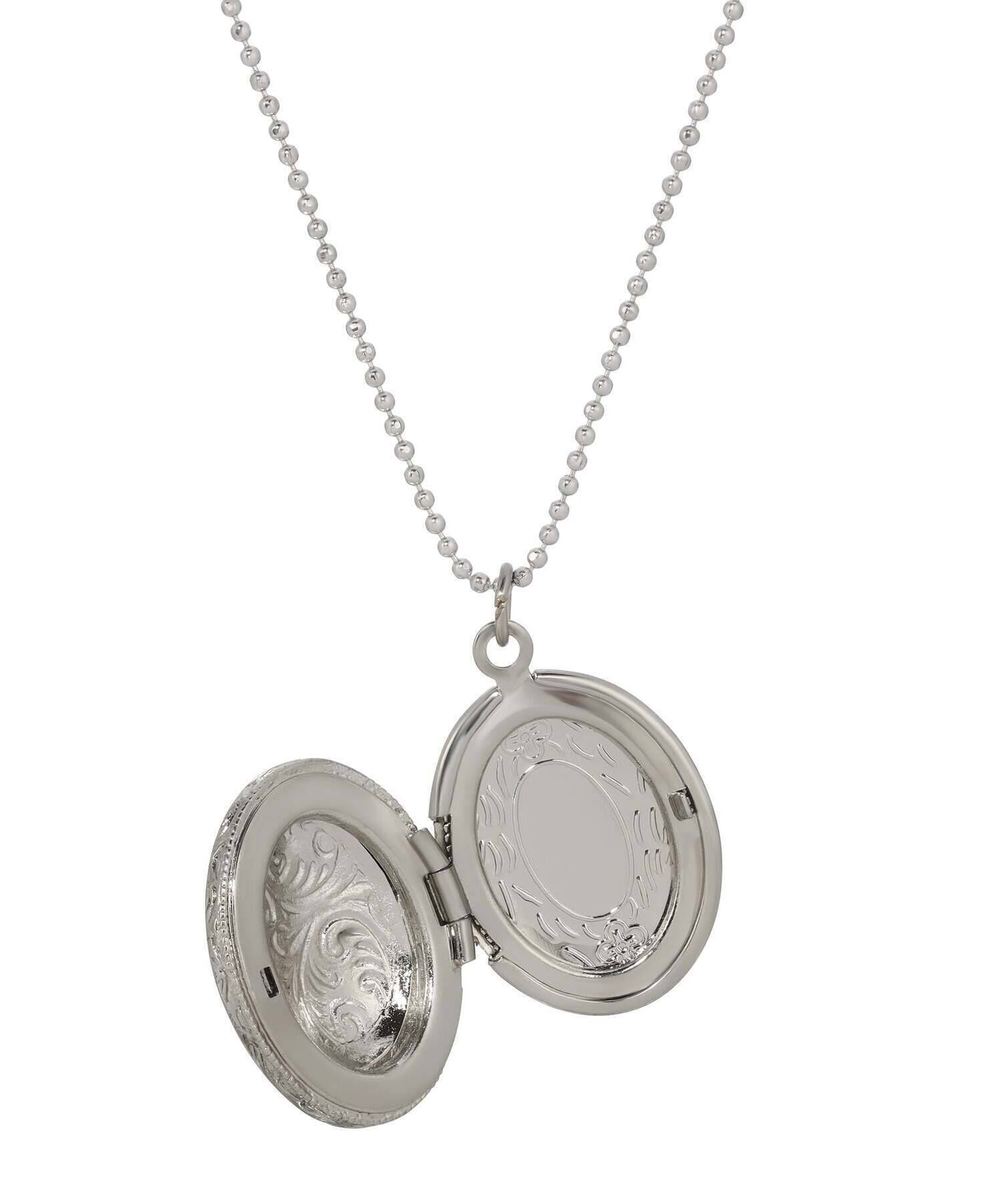 Symbols Of Faith Budded Cross Oval Enamel Photo Locket Necklace 18"