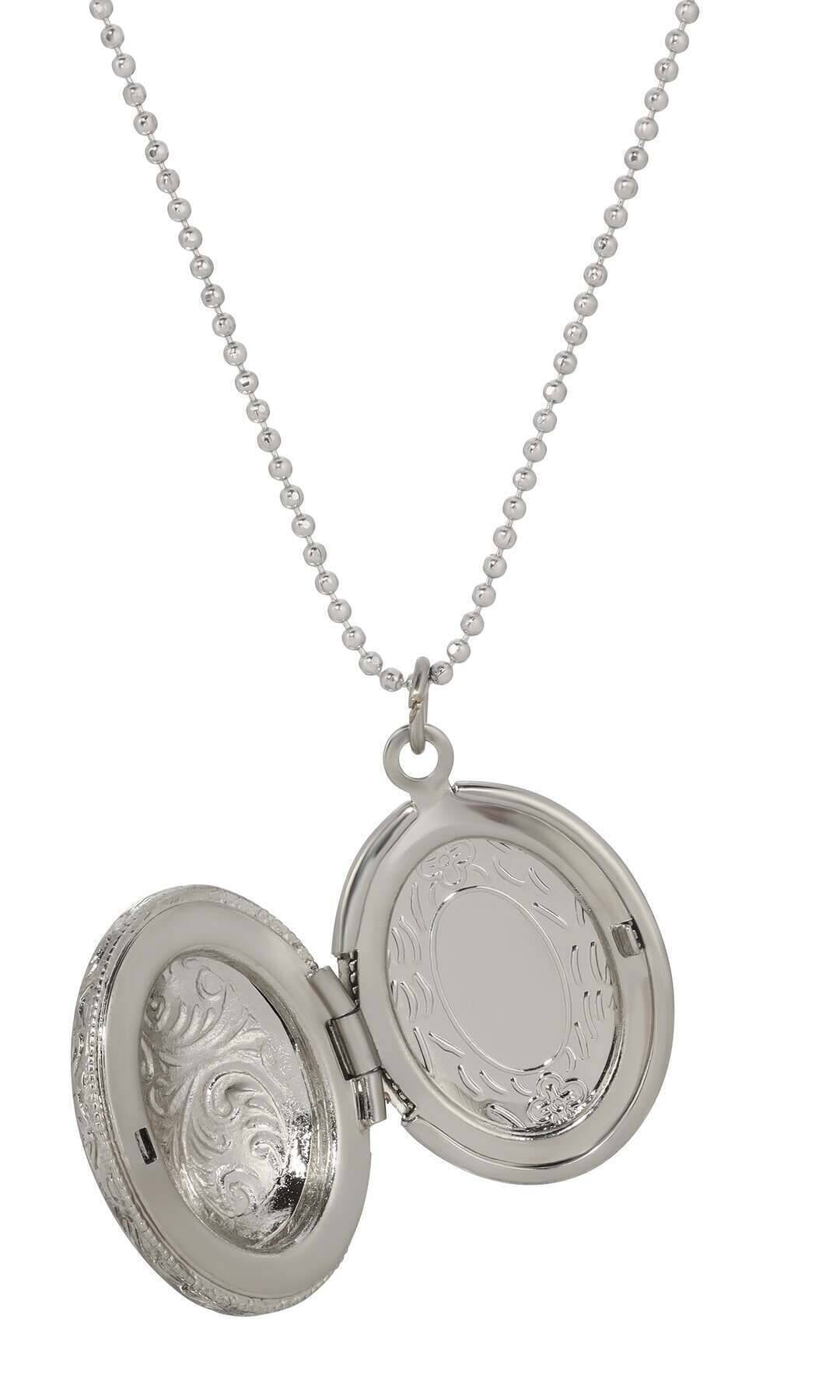 Symbols Of Faith Budded Cross Oval Enamel Photo Locket Necklace 18"