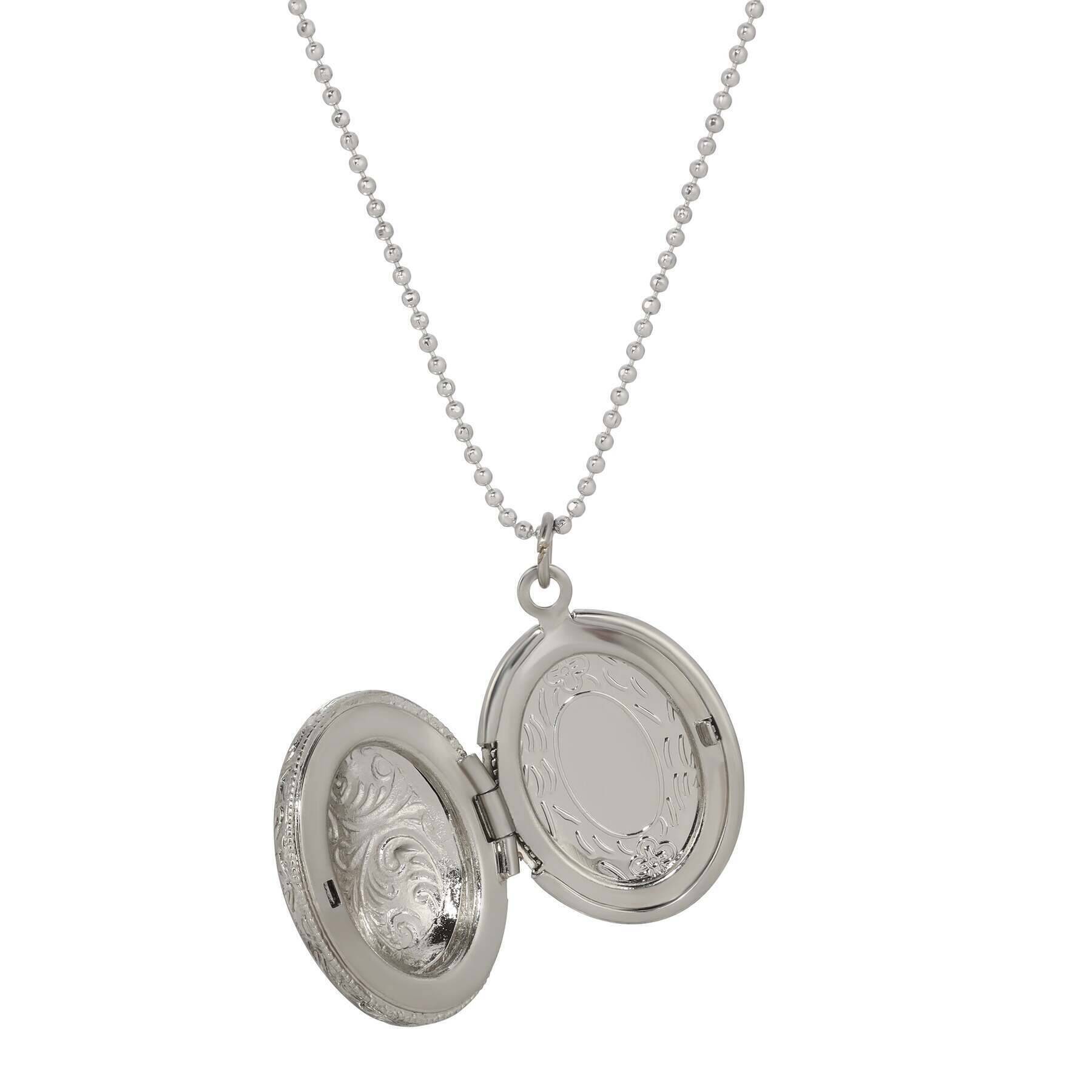 Symbols Of Faith Budded Cross Oval Enamel Photo Locket Necklace 18"
