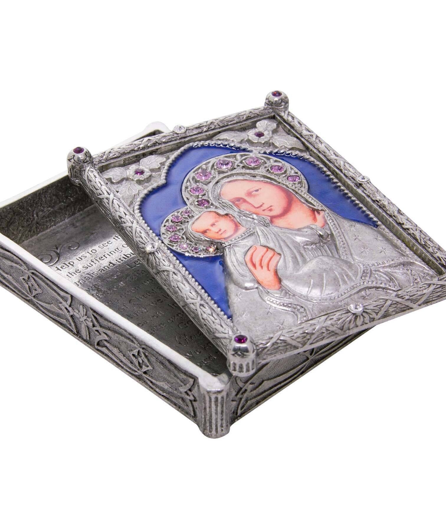 Symbols Of Faith Sapphire Rosary Amethyst Crystal Box
