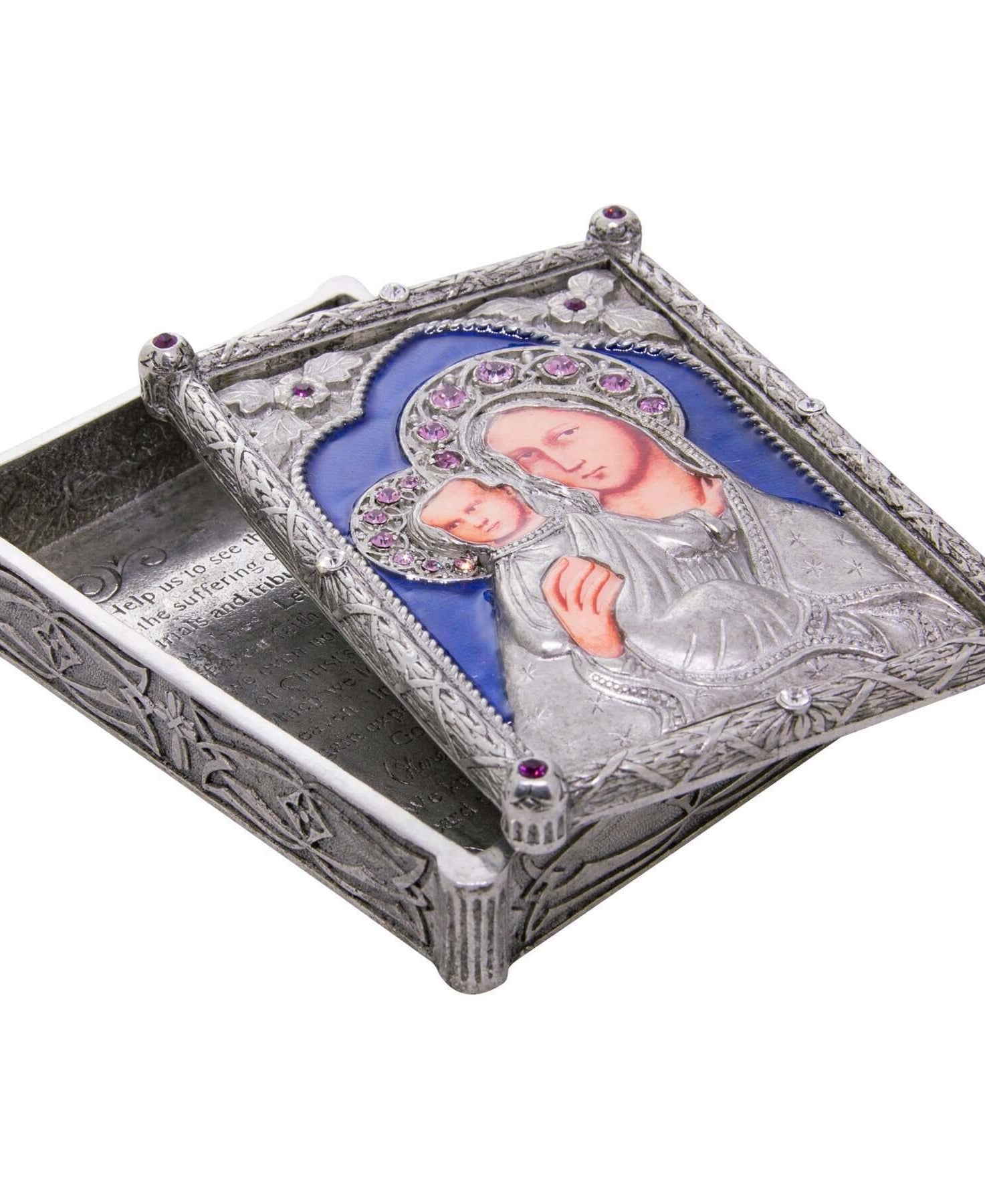 Symbols Of Faith Sapphire Rosary Amethyst Crystal Box