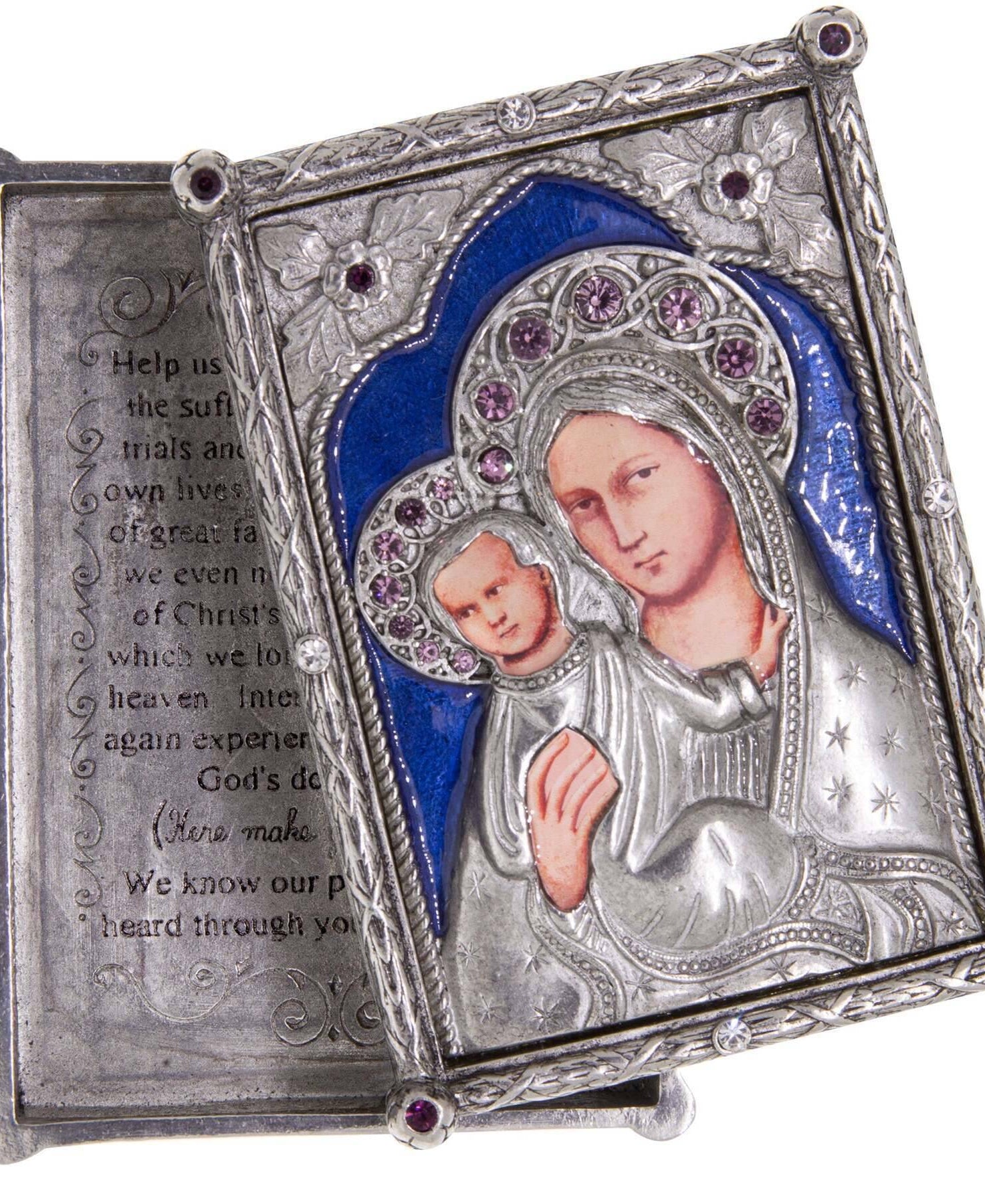 Symbols Of Faith Sapphire Rosary Amethyst Crystal Box