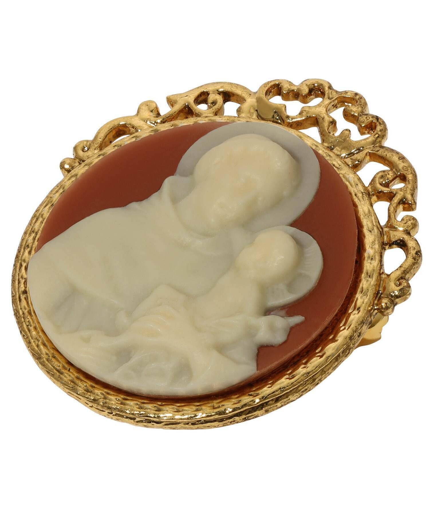 Symbols Of Faith St. Anthony Round Cameo Brooch