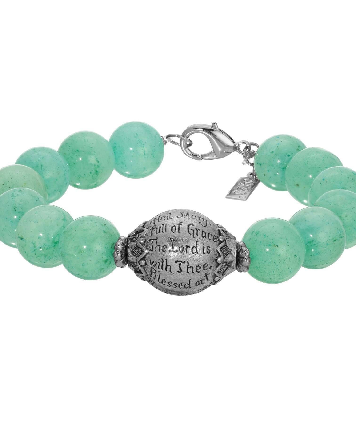 Symbols Of Faith Round Gemstone Prayer Bead Bracelet