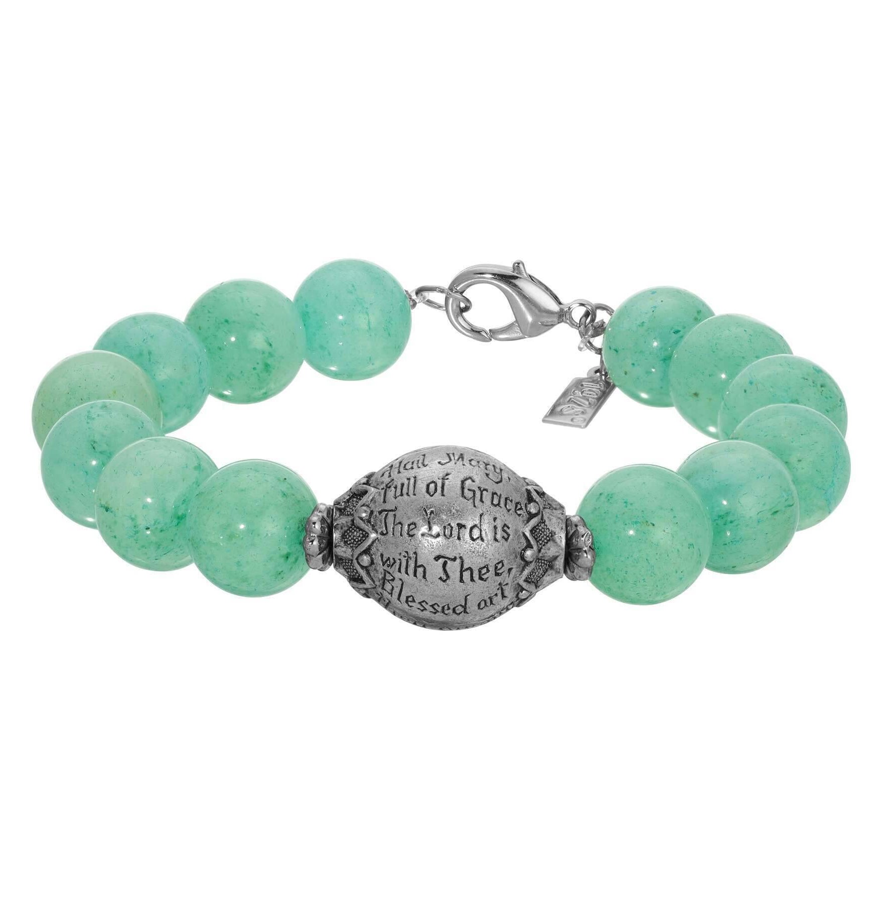 Symbols Of Faith Round Gemstone Prayer Bead Bracelet