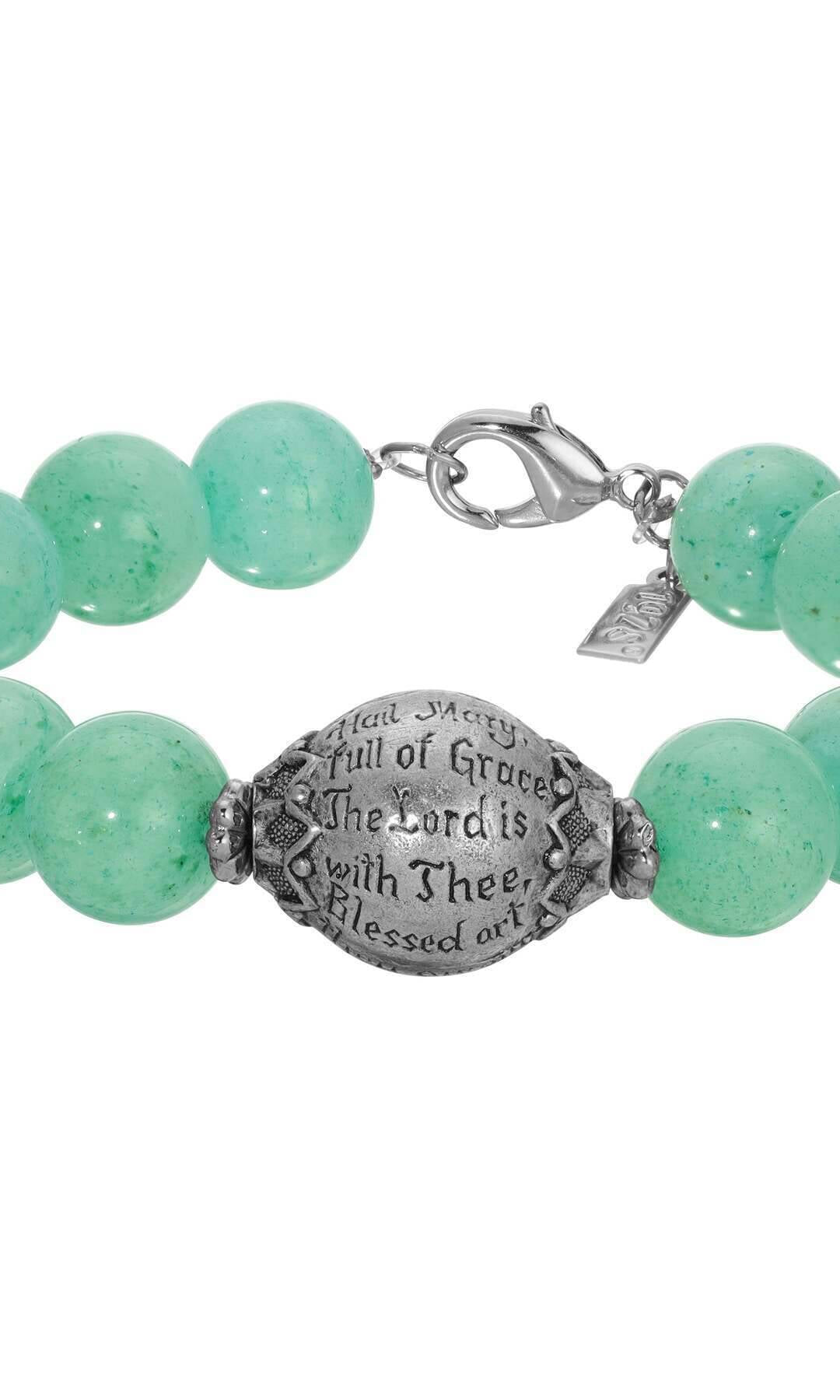 Symbols Of Faith Round Gemstone Prayer Bead Bracelet