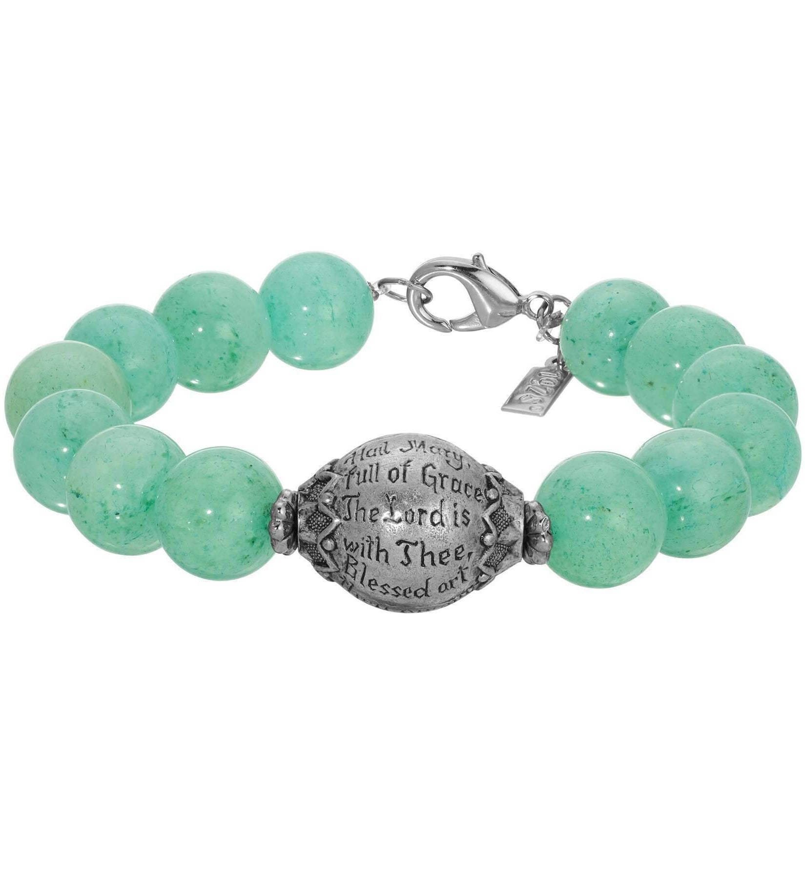 Symbols Of Faith Round Gemstone Prayer Bead Bracelet
