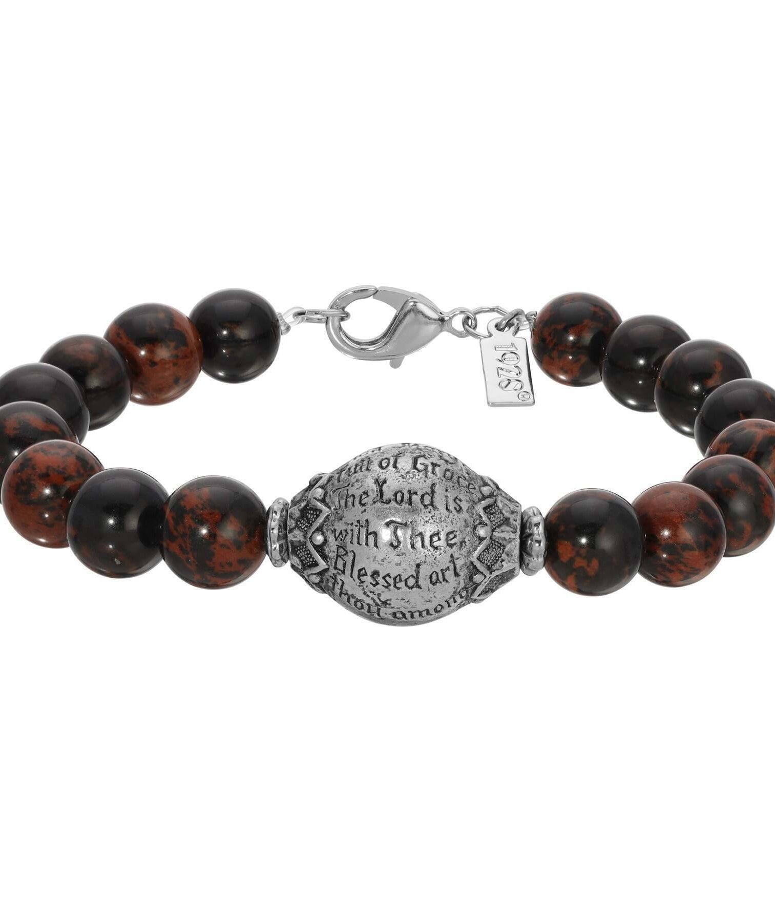 Symbols Of Faith Round Gemstone Prayer Bead Bracelet