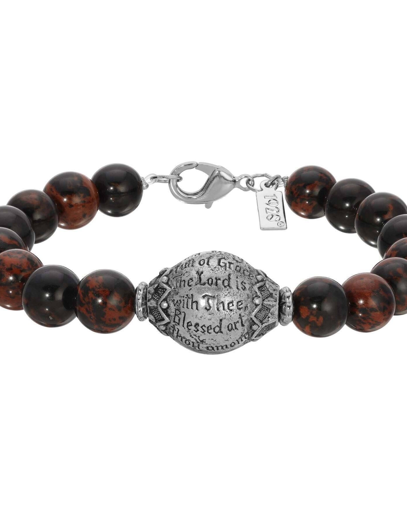 Symbols Of Faith Round Gemstone Prayer Bead Bracelet