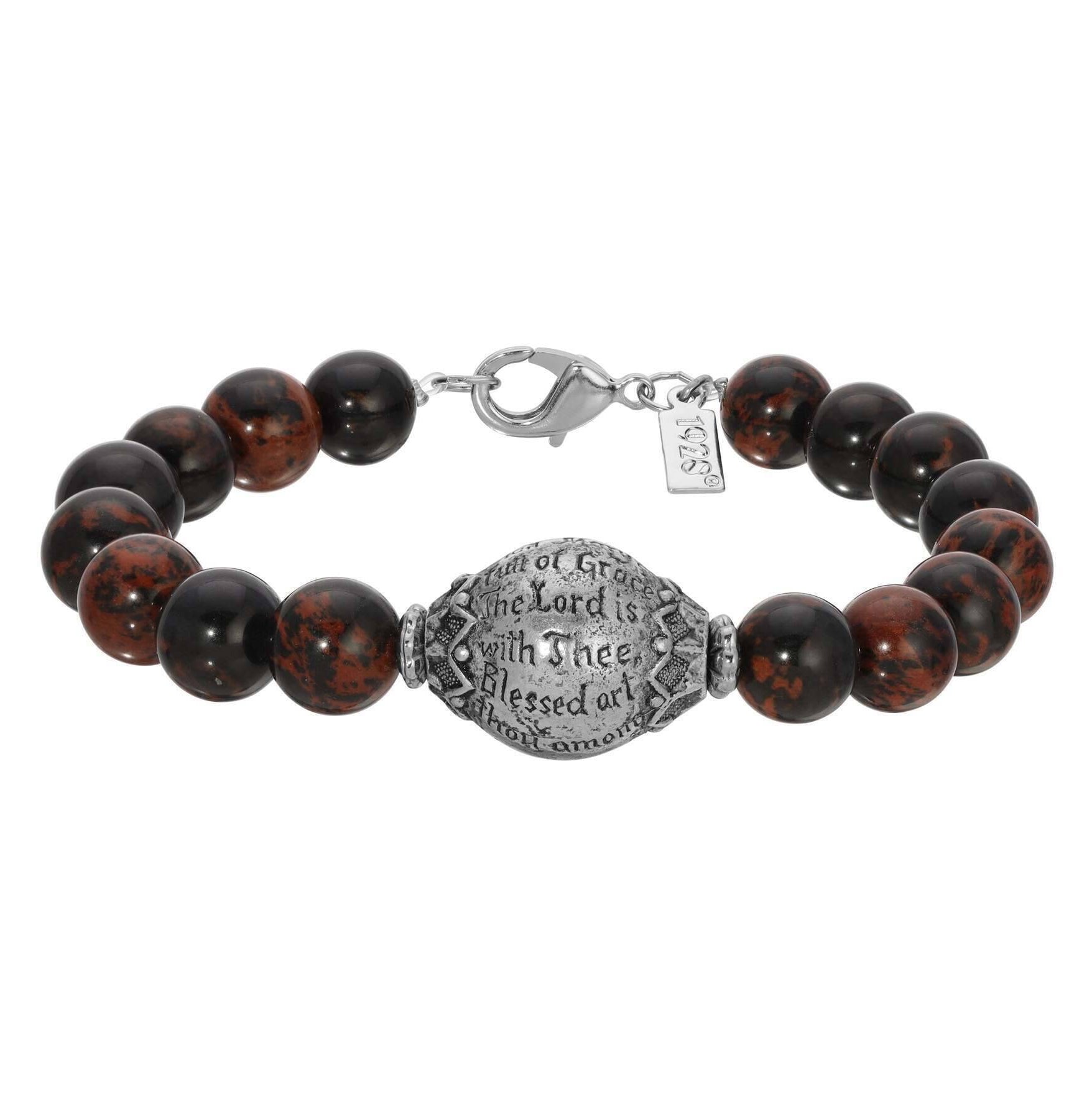 Symbols Of Faith Round Gemstone Prayer Bead Bracelet