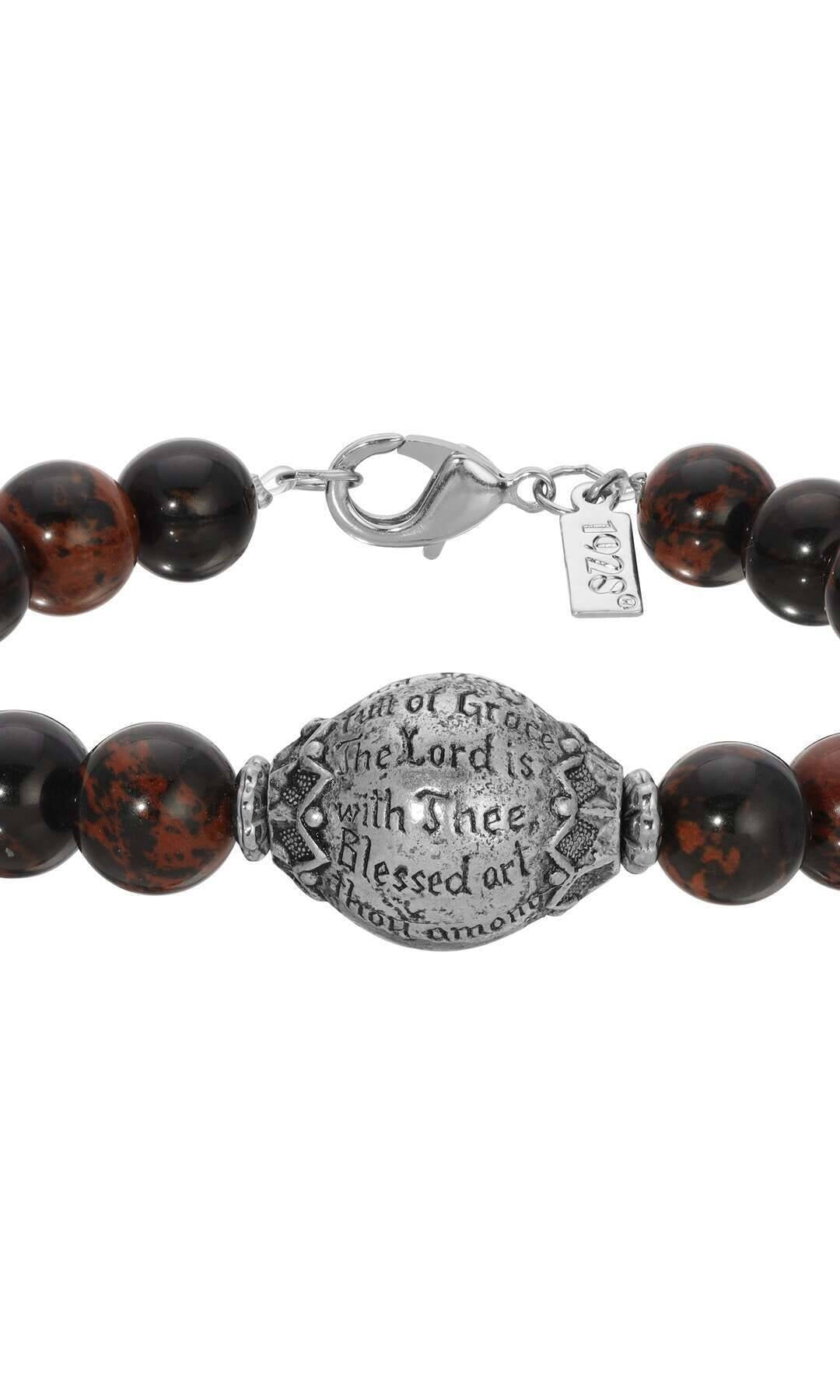 Symbols Of Faith Round Gemstone Prayer Bead Bracelet