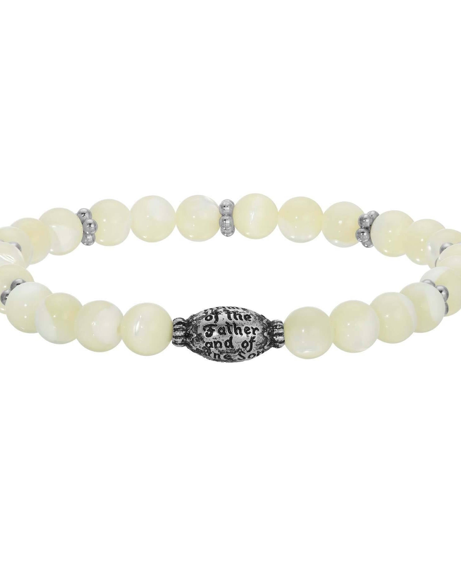 Symbols Of Faith Mother Of Pearl Prayer Bead Stretch Bracelet
