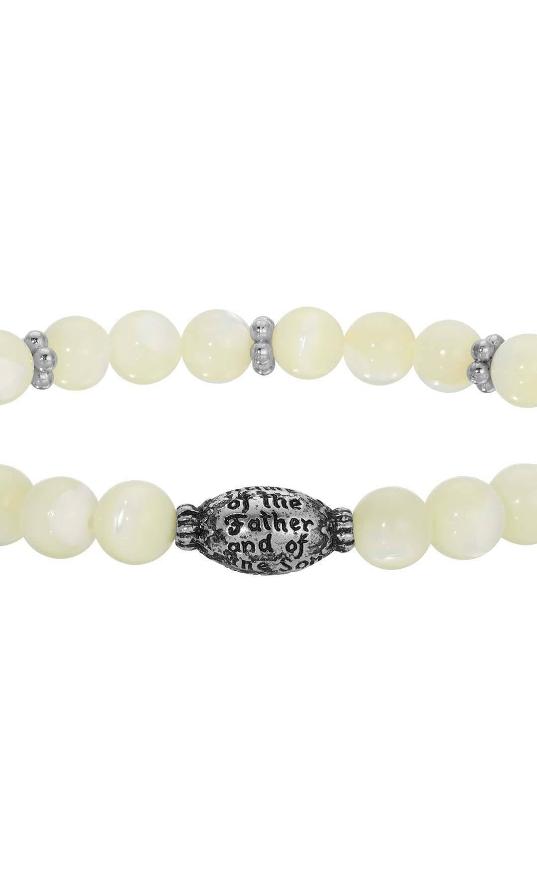 Symbols Of Faith Mother Of Pearl Prayer Bead Stretch Bracelet