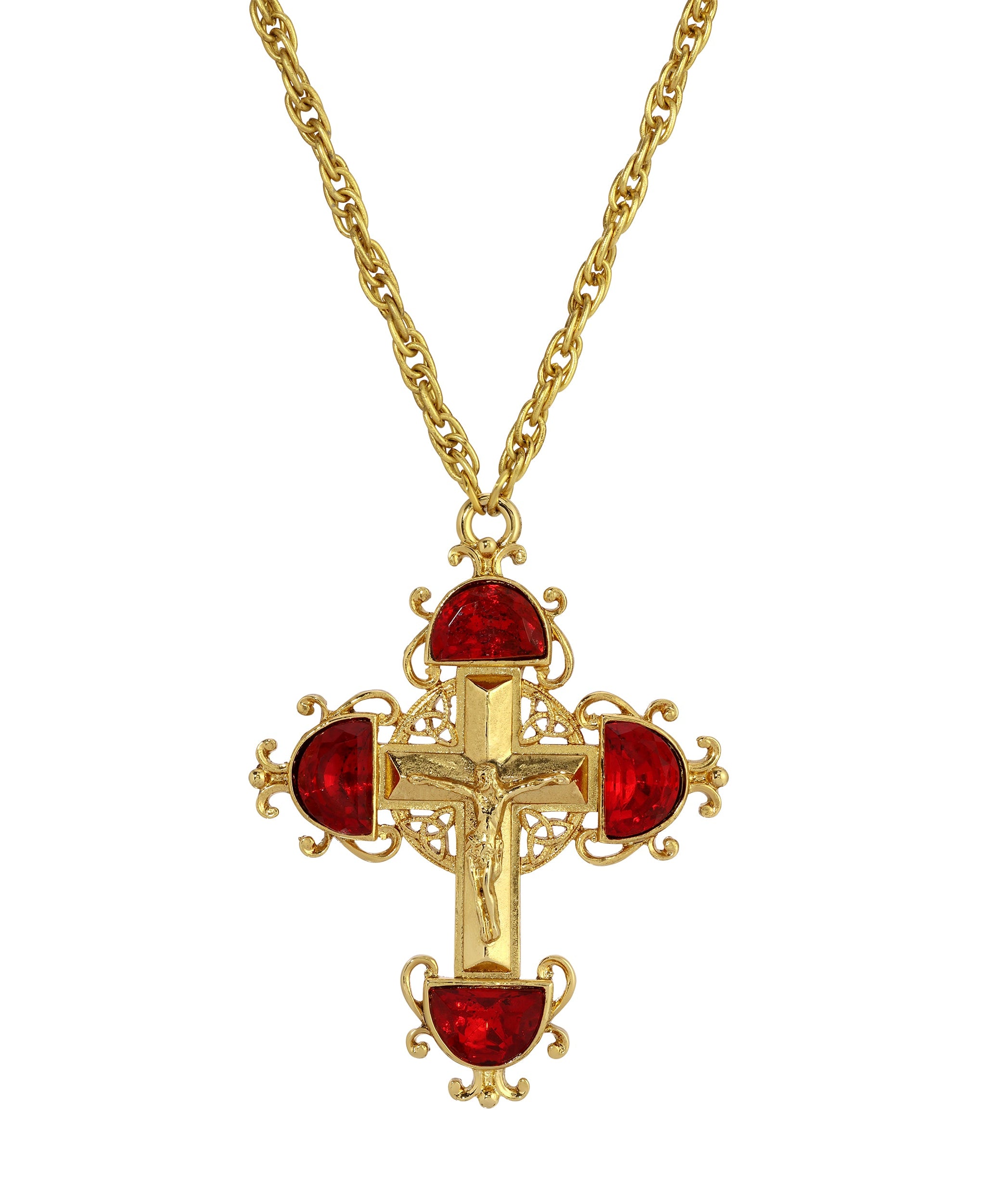 Symbols Of Faith Halfmoon Crystal Crucifix Pendant Necklace 28"