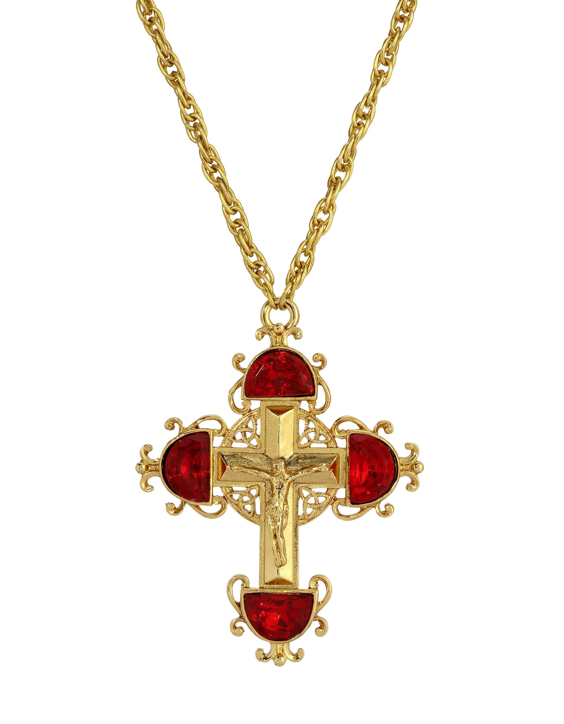 Symbols Of Faith Halfmoon Crystal Crucifix Pendant Necklace 28"