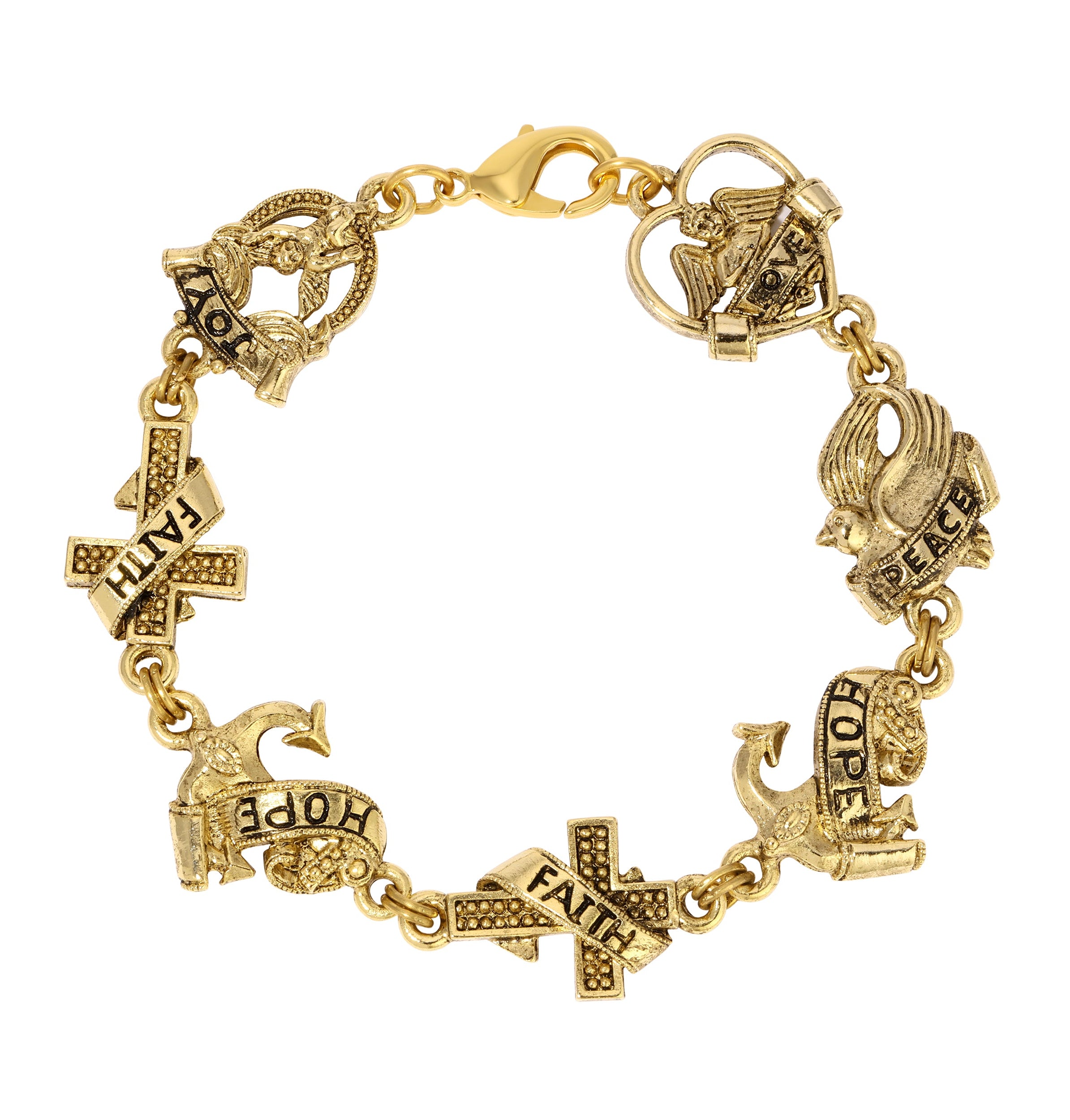 Symbols Of Faith Inspirational Link Bracelet