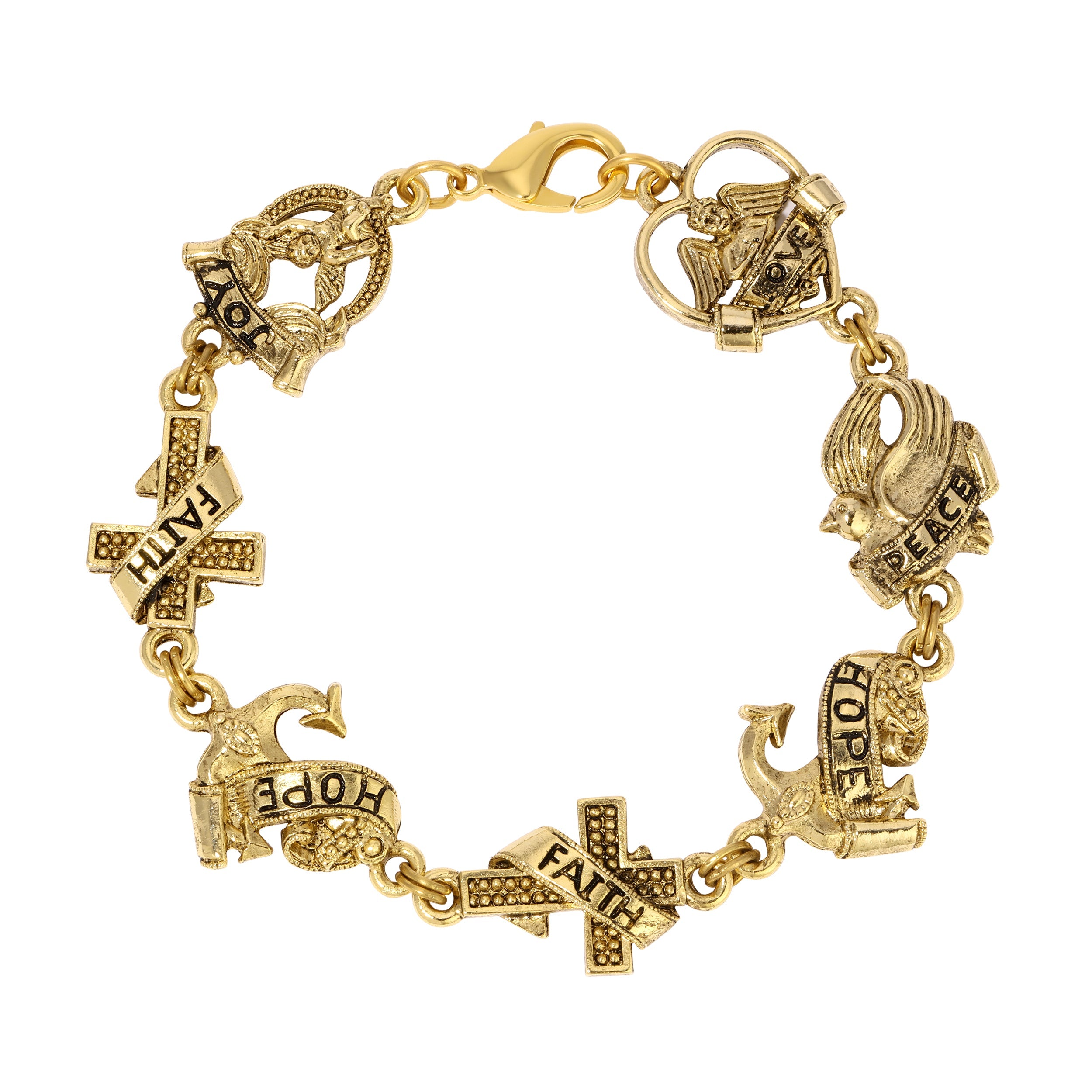 Symbols Of Faith Inspirational Link Bracelet