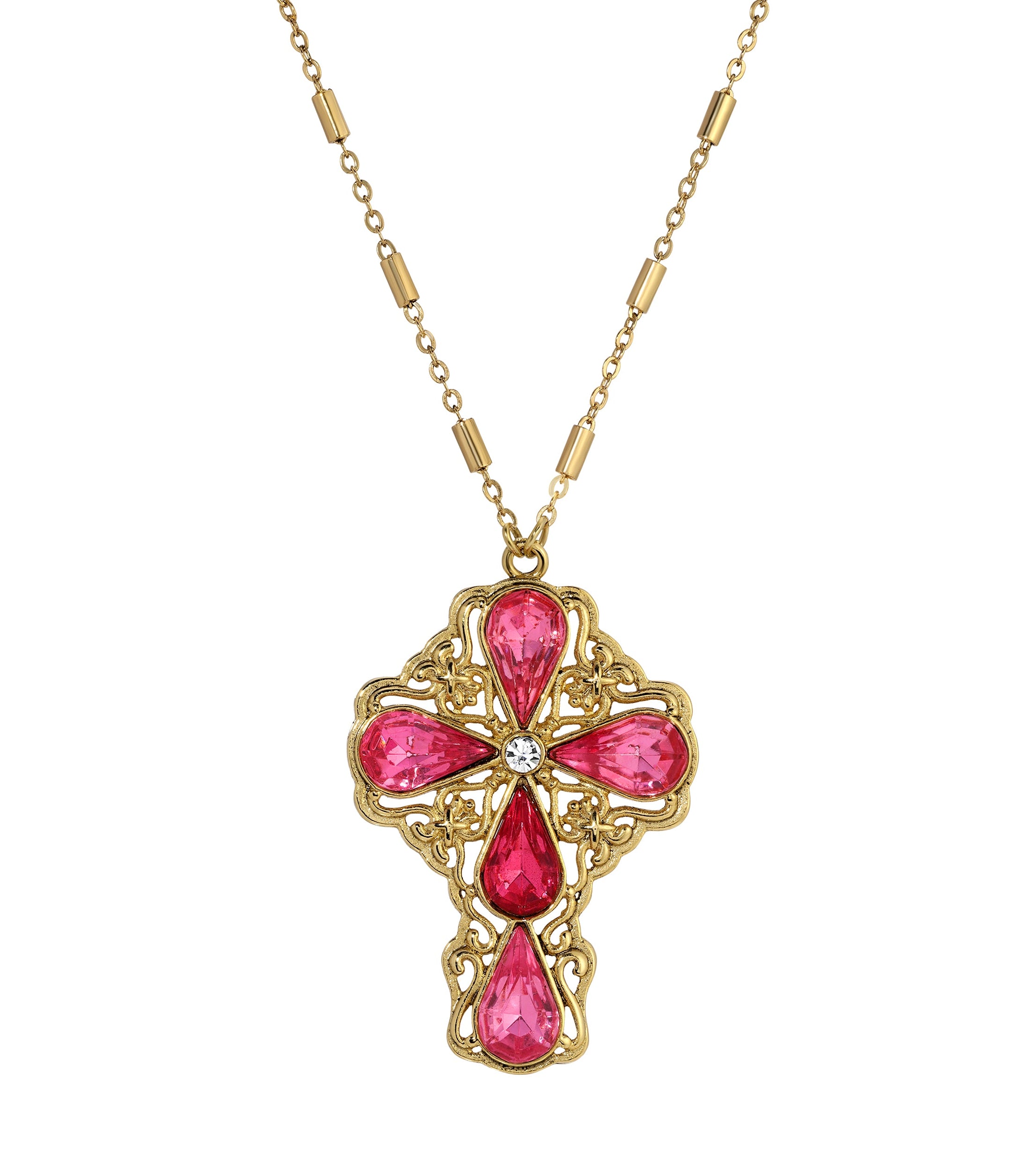 Symbols Of Faith Crystal Cross Pendant Necklace 28"L