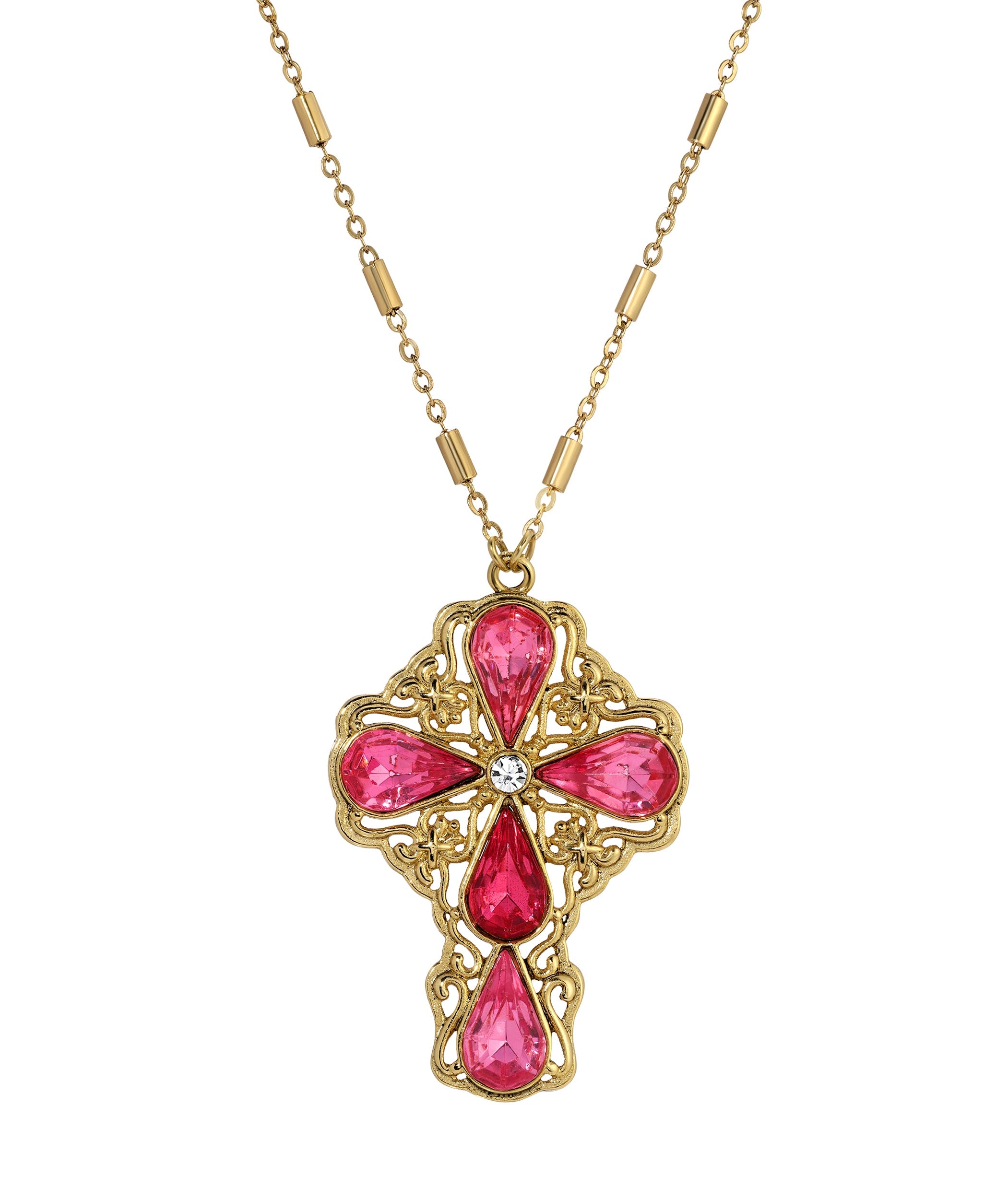 Symbols Of Faith Crystal Cross Pendant Necklace 28"L