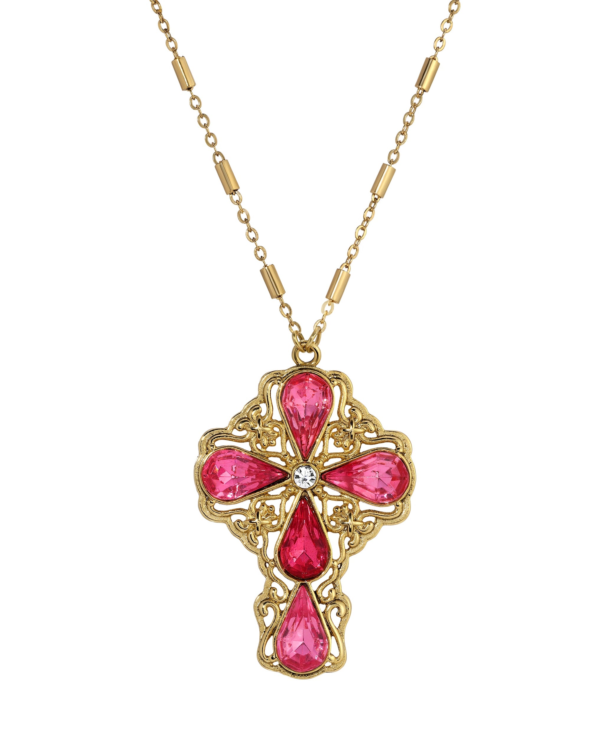 Symbols Of Faith Crystal Cross Pendant Necklace 28"L