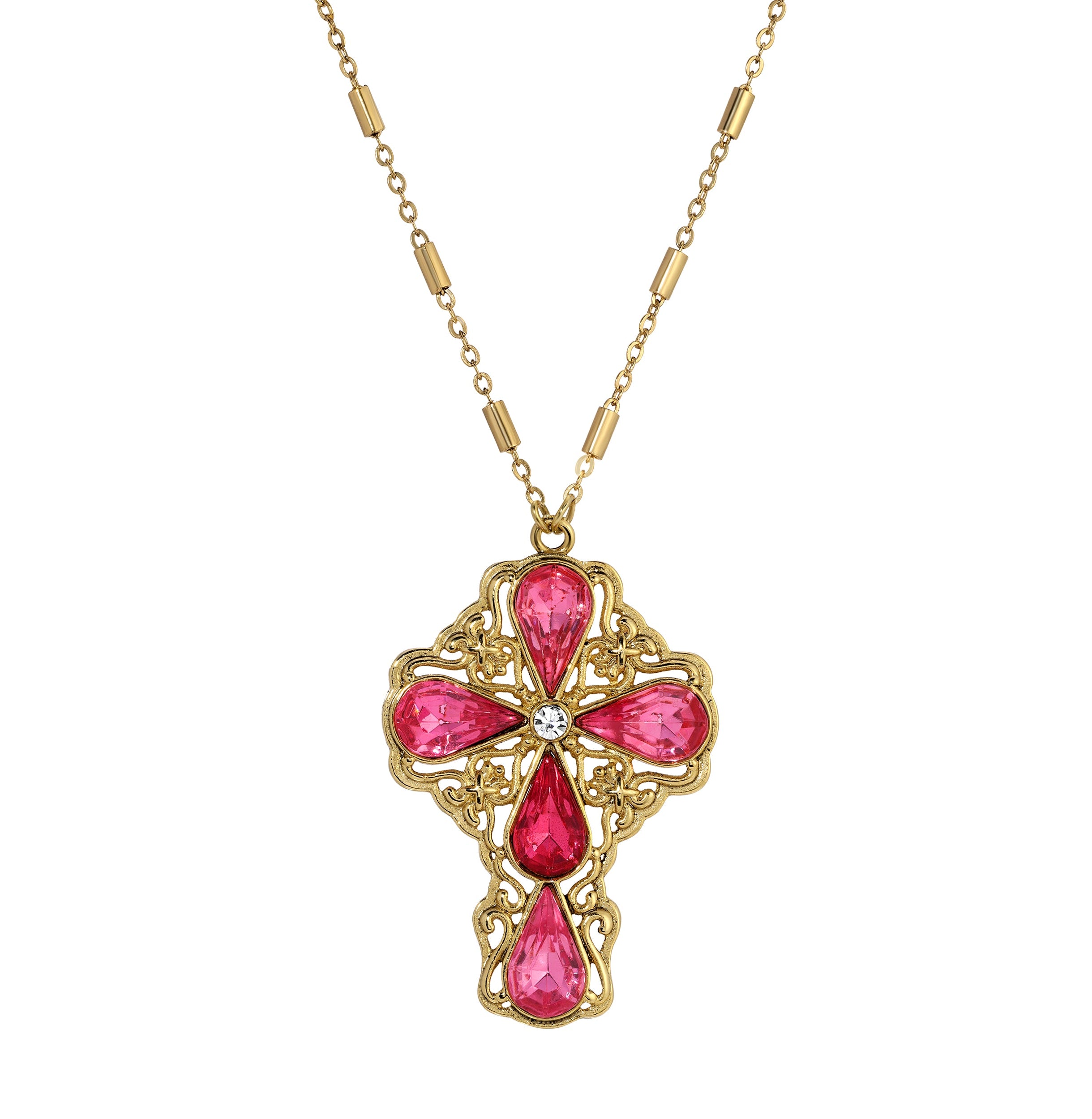 Symbols Of Faith Crystal Cross Pendant Necklace 28"L