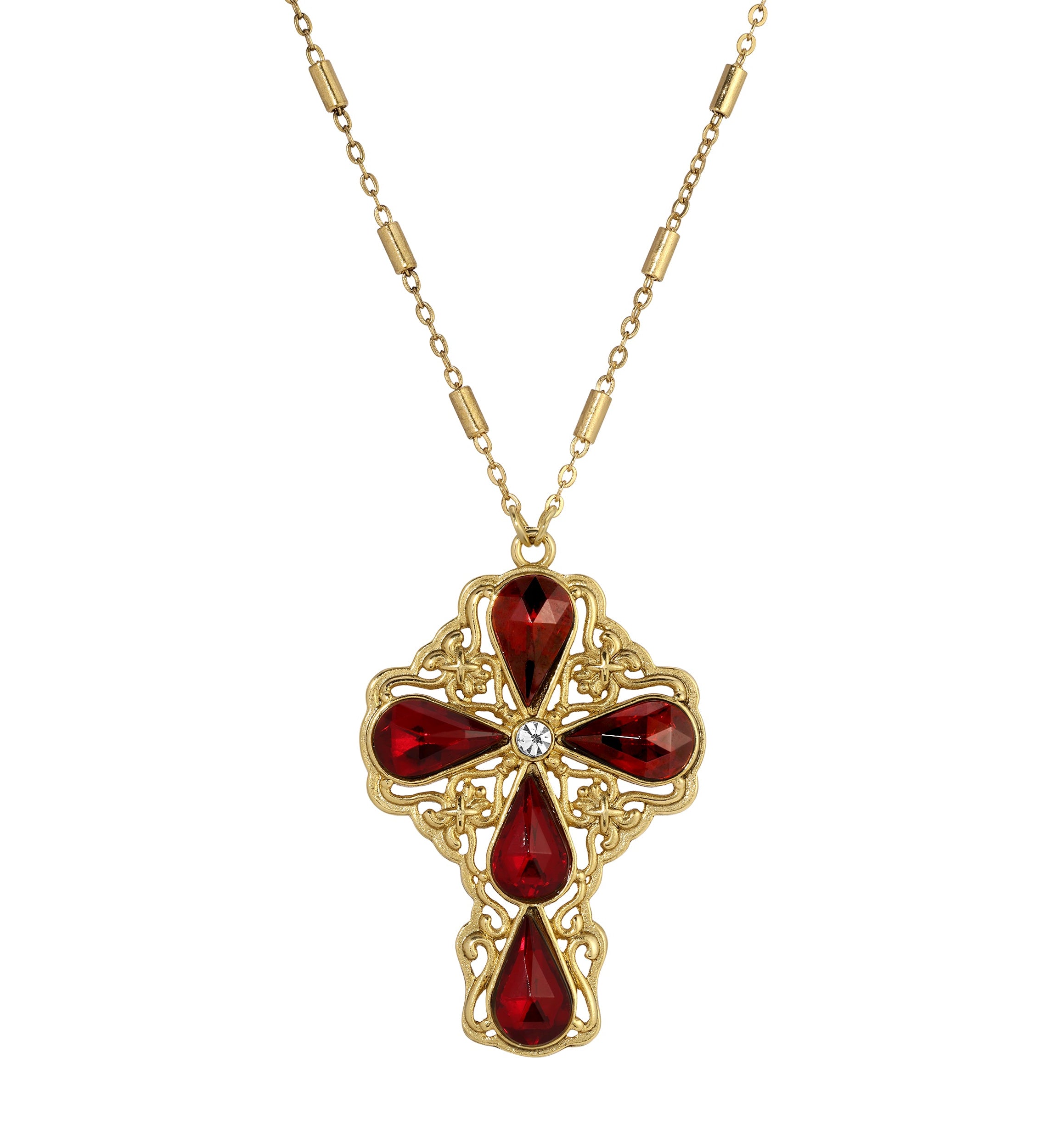 Symbols Of Faith Crystal Cross Pendant Necklace 28"L