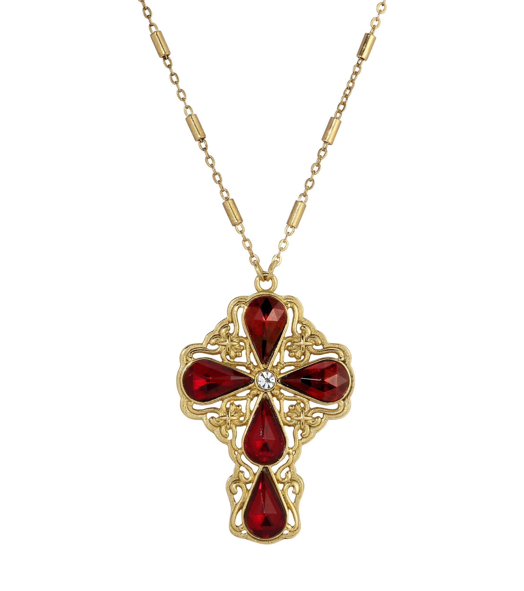 Symbols Of Faith Crystal Cross Pendant Necklace 28"L