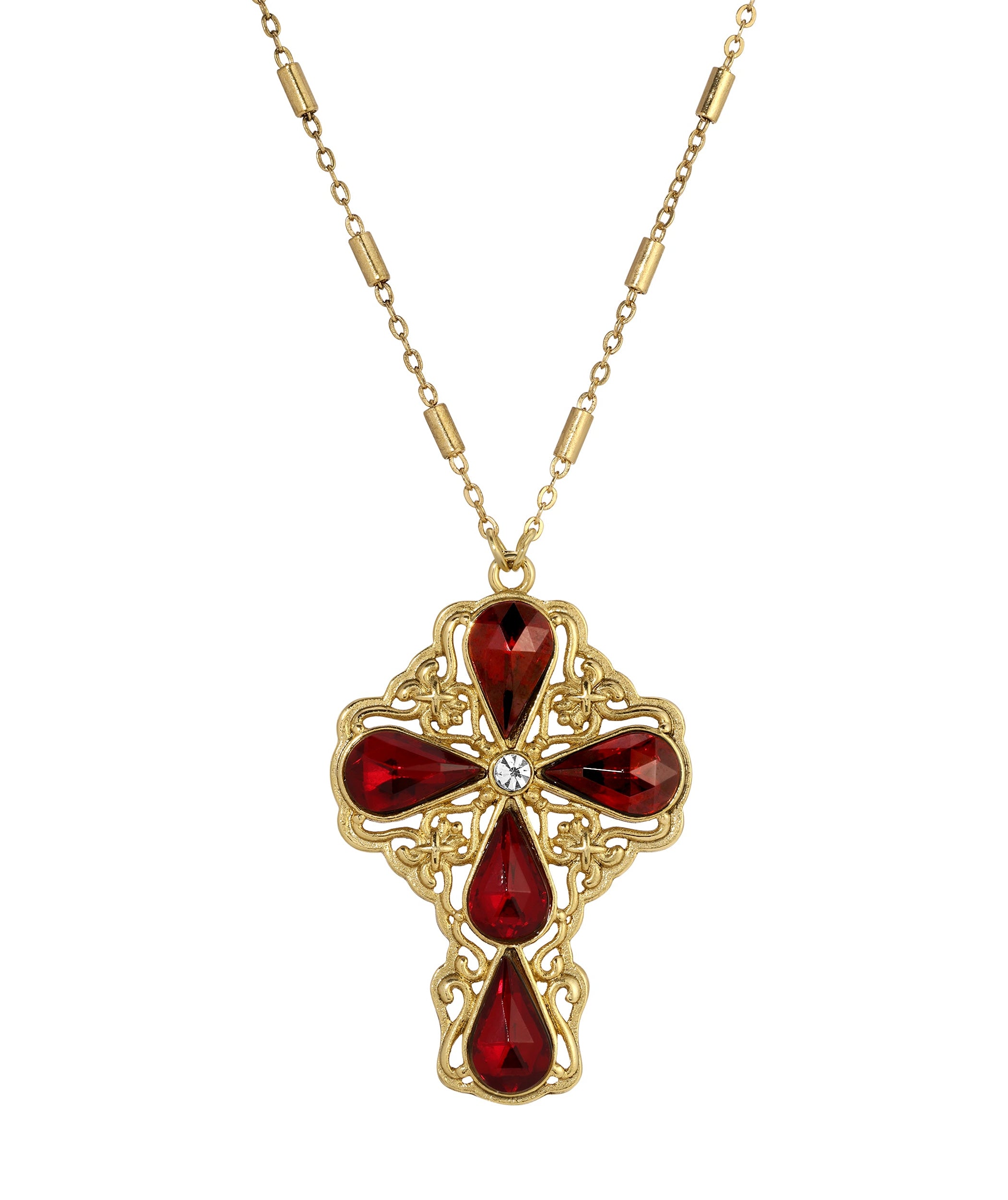 Symbols Of Faith Crystal Cross Pendant Necklace 28"L