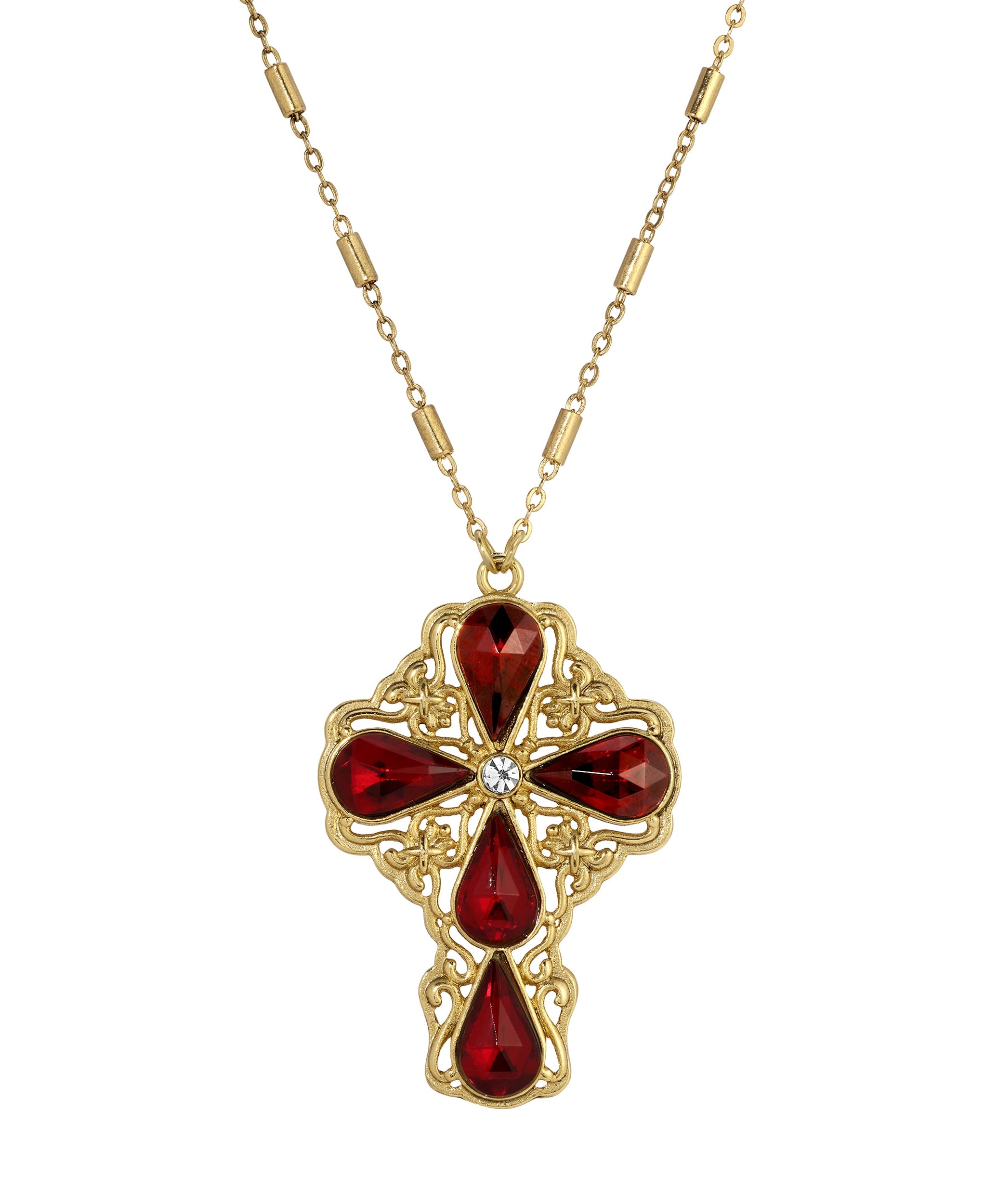 Symbols Of Faith Crystal Cross Pendant Necklace 28"L