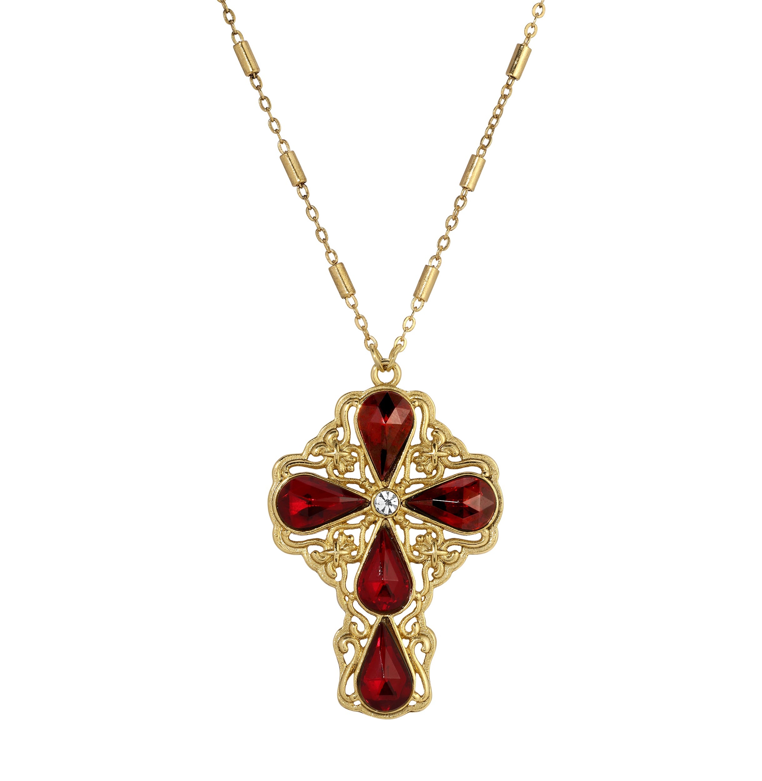 Symbols Of Faith Crystal Cross Pendant Necklace 28"L