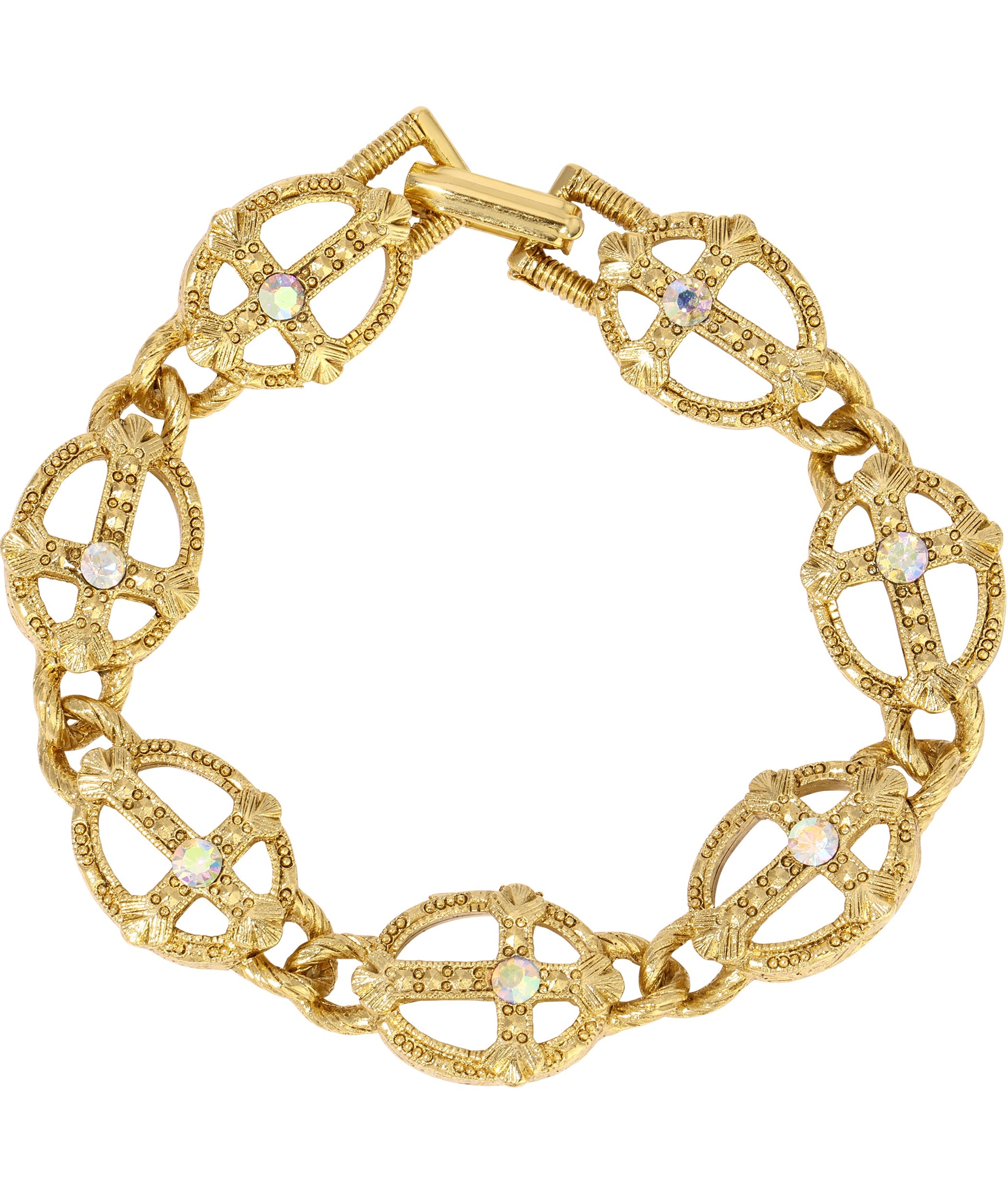 Symbols Of Faith Multi Cross AB Crystals Link Bracelet