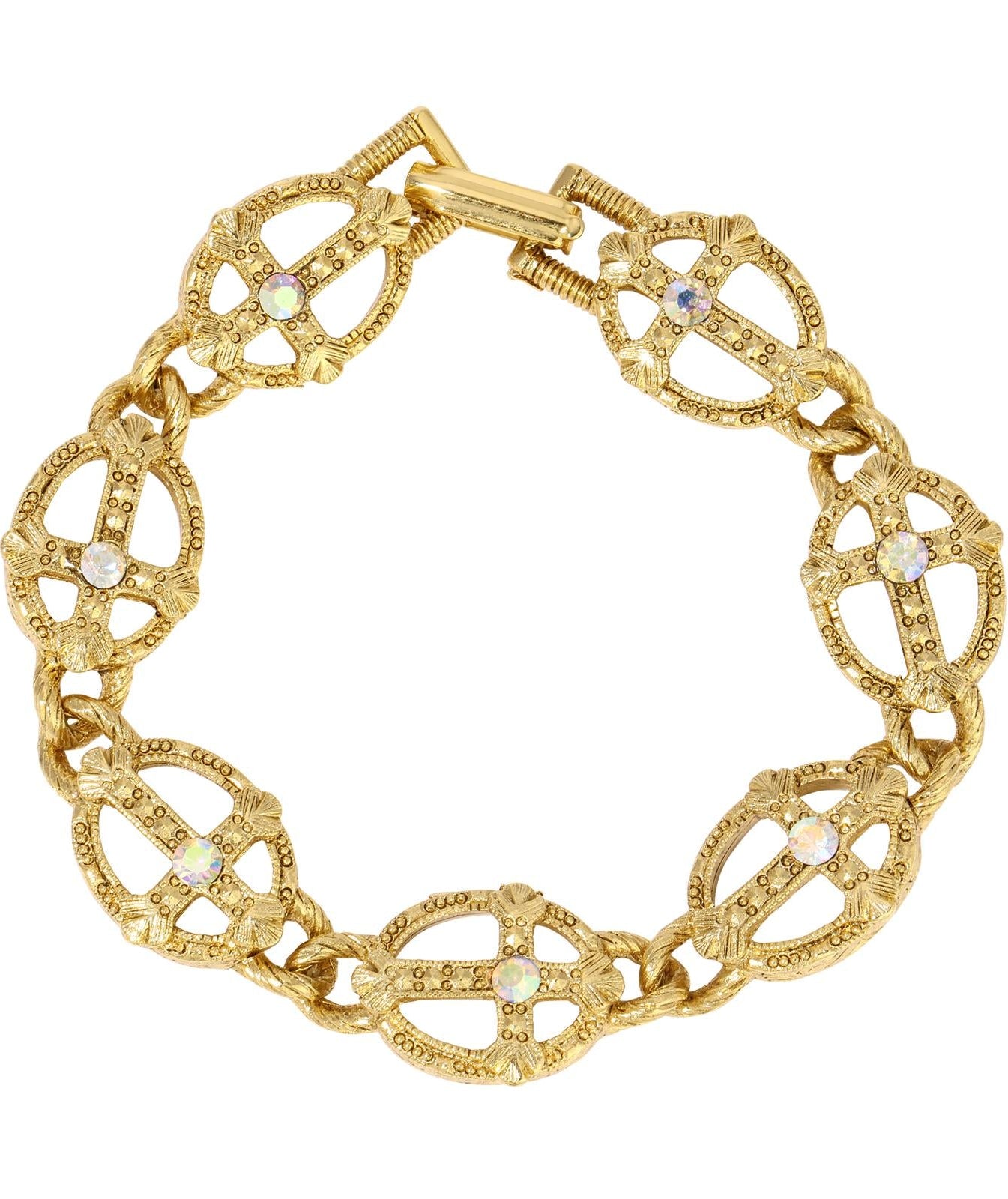 Symbols Of Faith Multi Cross AB Crystals Link Bracelet