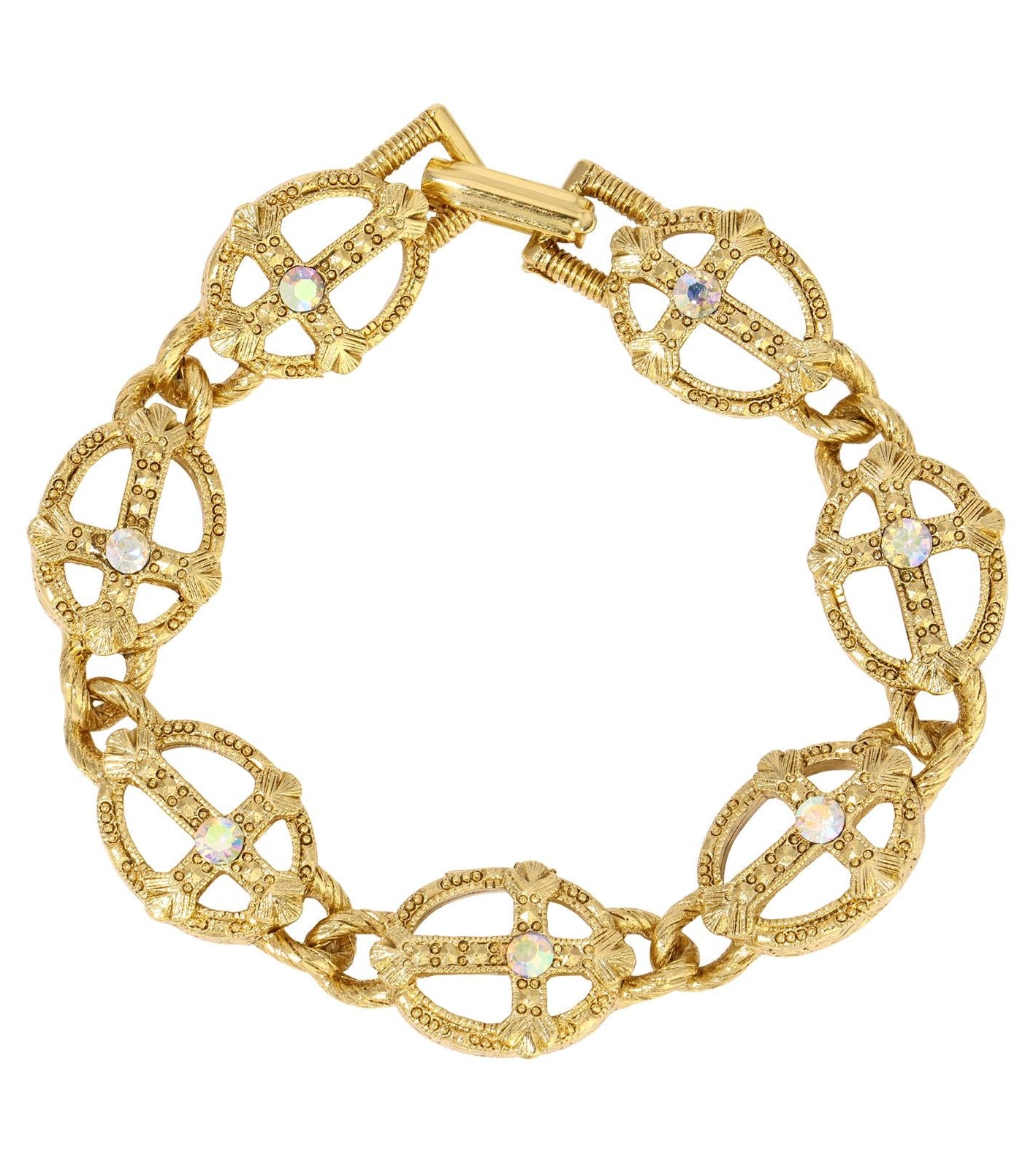 Symbols Of Faith Multi Cross AB Crystals Link Bracelet