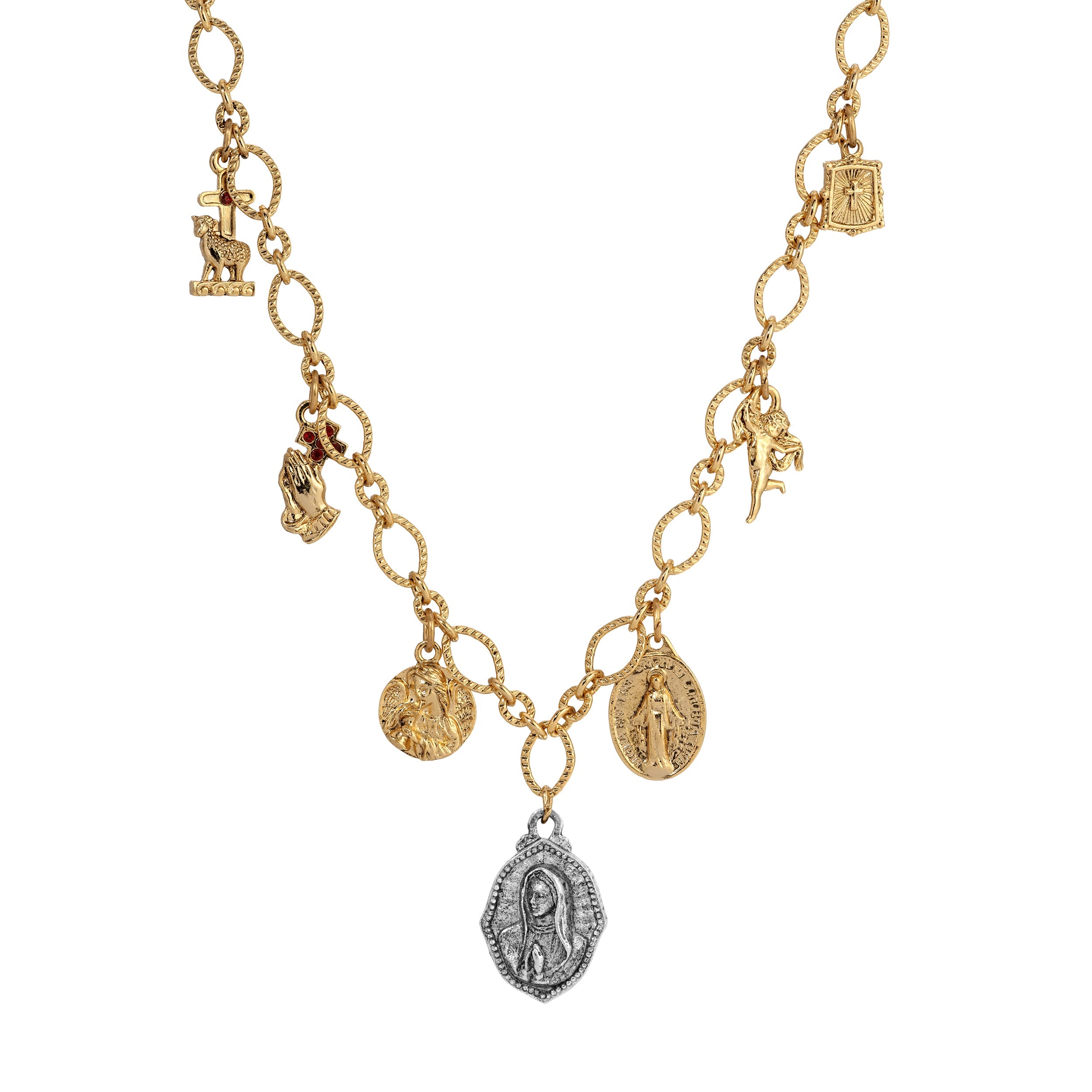 Symbols Of Faith Multi Sacred Charms Necklace 16"