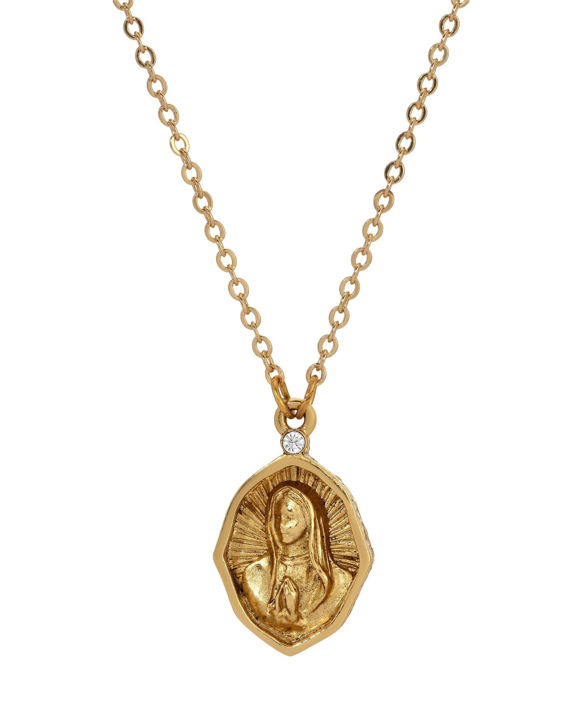 Symbols Of Faith Mary In Prayer Pendant Necklace 16"