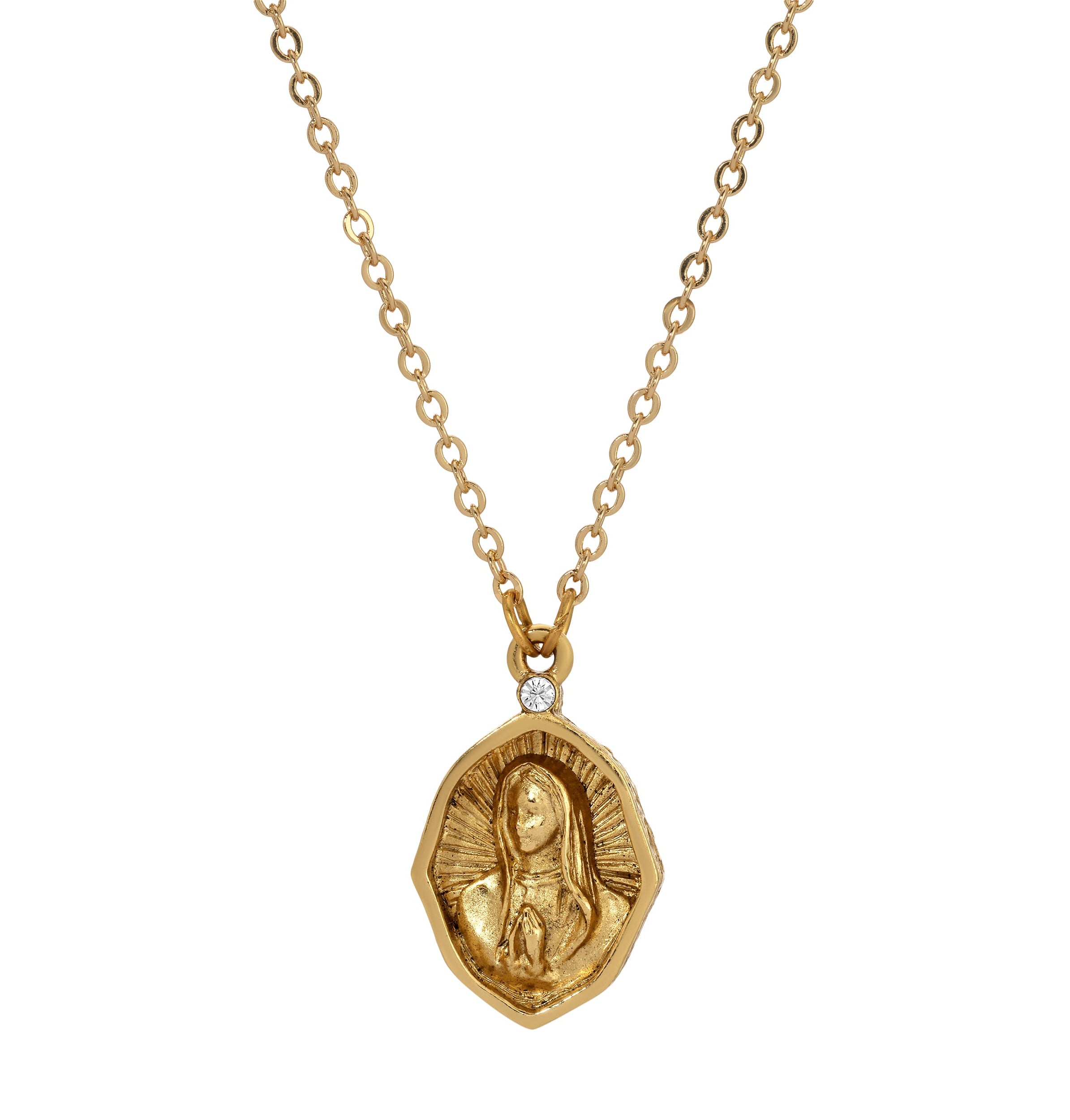 Symbols Of Faith Mary In Prayer Pendant Necklace 16"