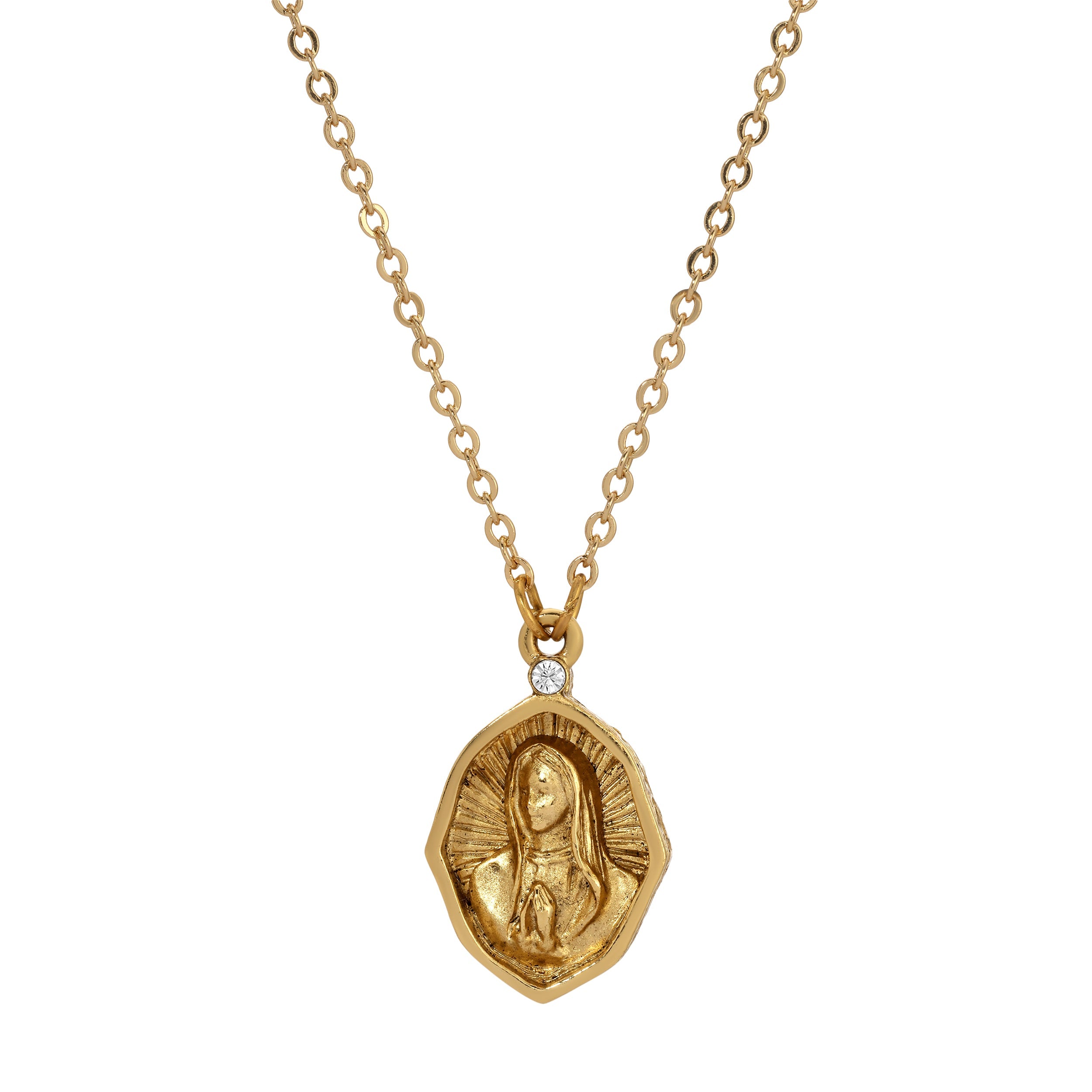 Symbols Of Faith Mary In Prayer Pendant Necklace 16"