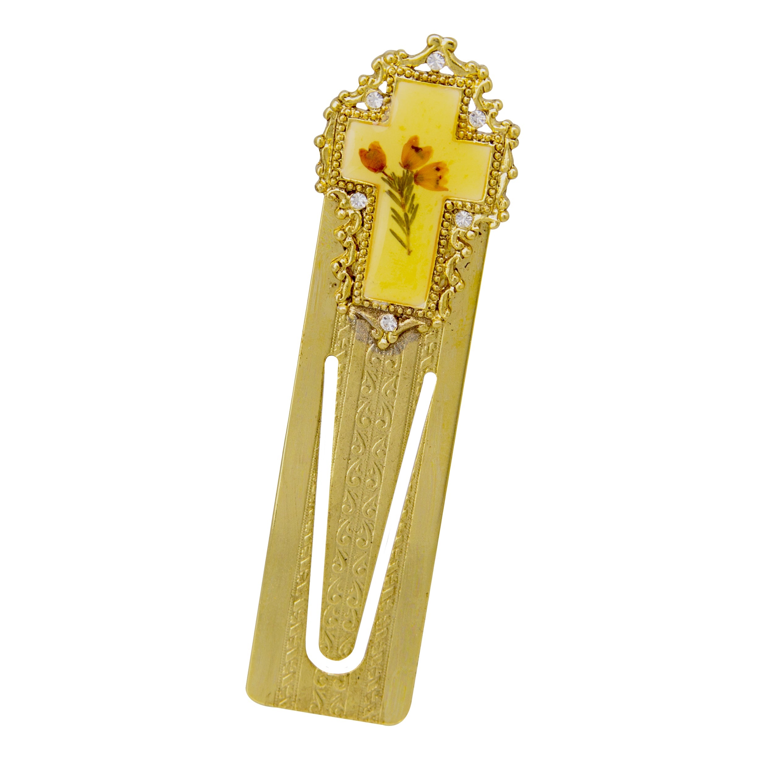 Symbols Of Faith Flowers and Cross Bookmark
