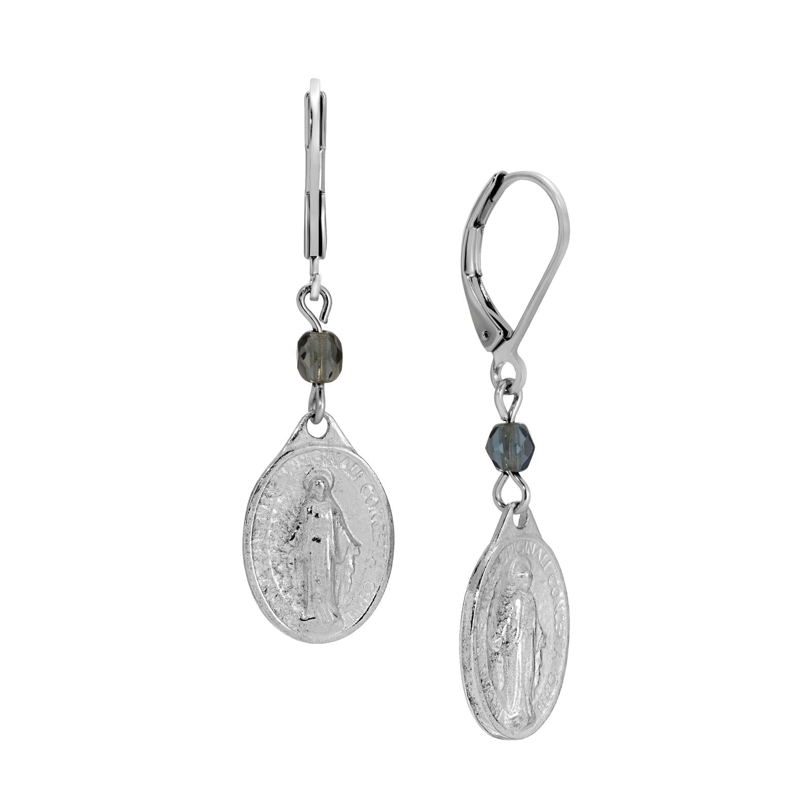 Symbols Of Faith Miraculous Medal & Beads Drop Earrings