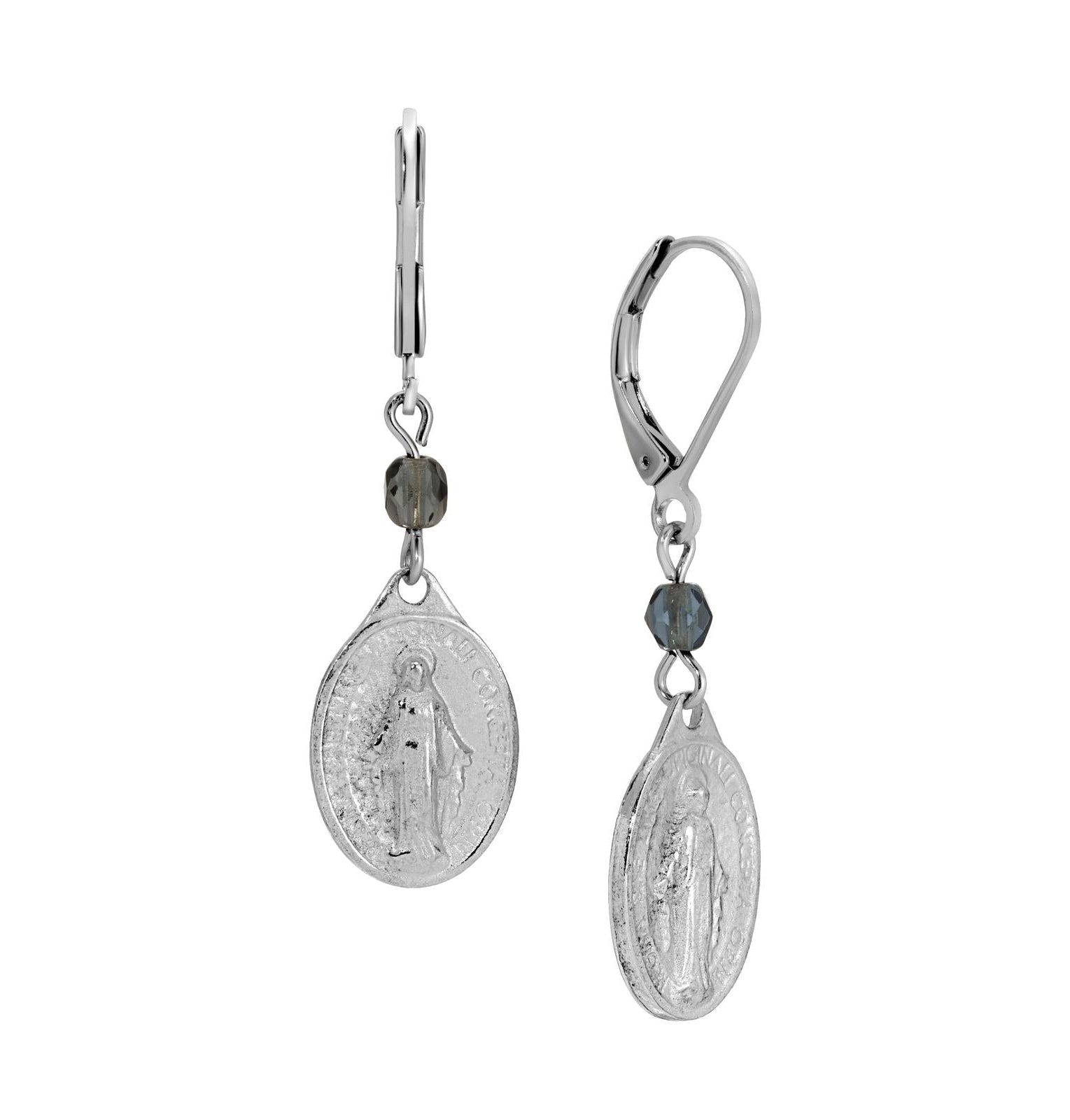 Symbols Of Faith Miraculous Medal & Beads Drop Earrings