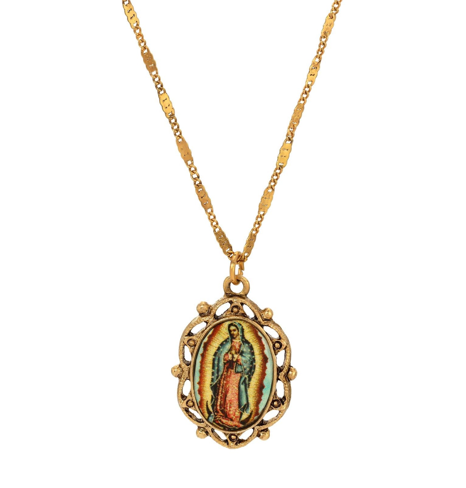 Symbols Of Faith Our Lady of Guadalupe Oval Pendant 15"