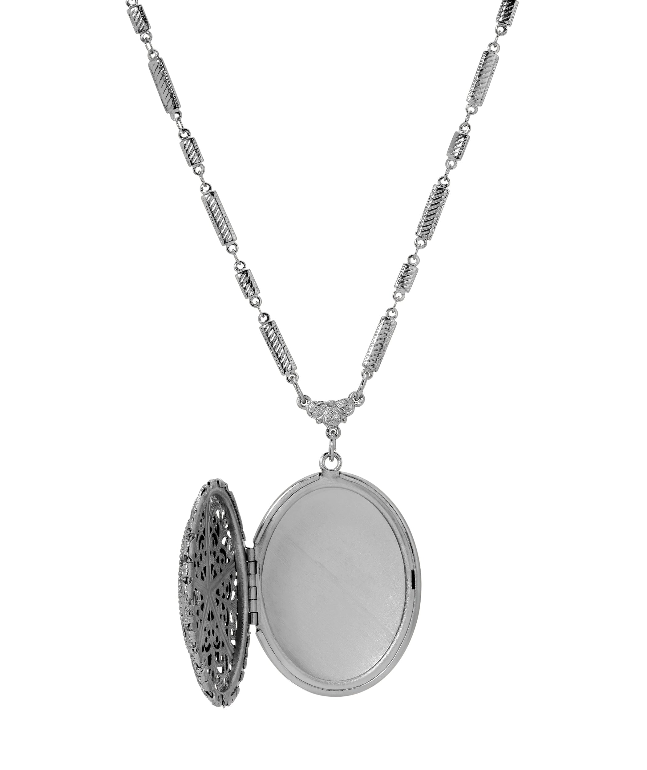 Symbols Of Faith Oval Virgin Mary Photo Locket Necklace 28"