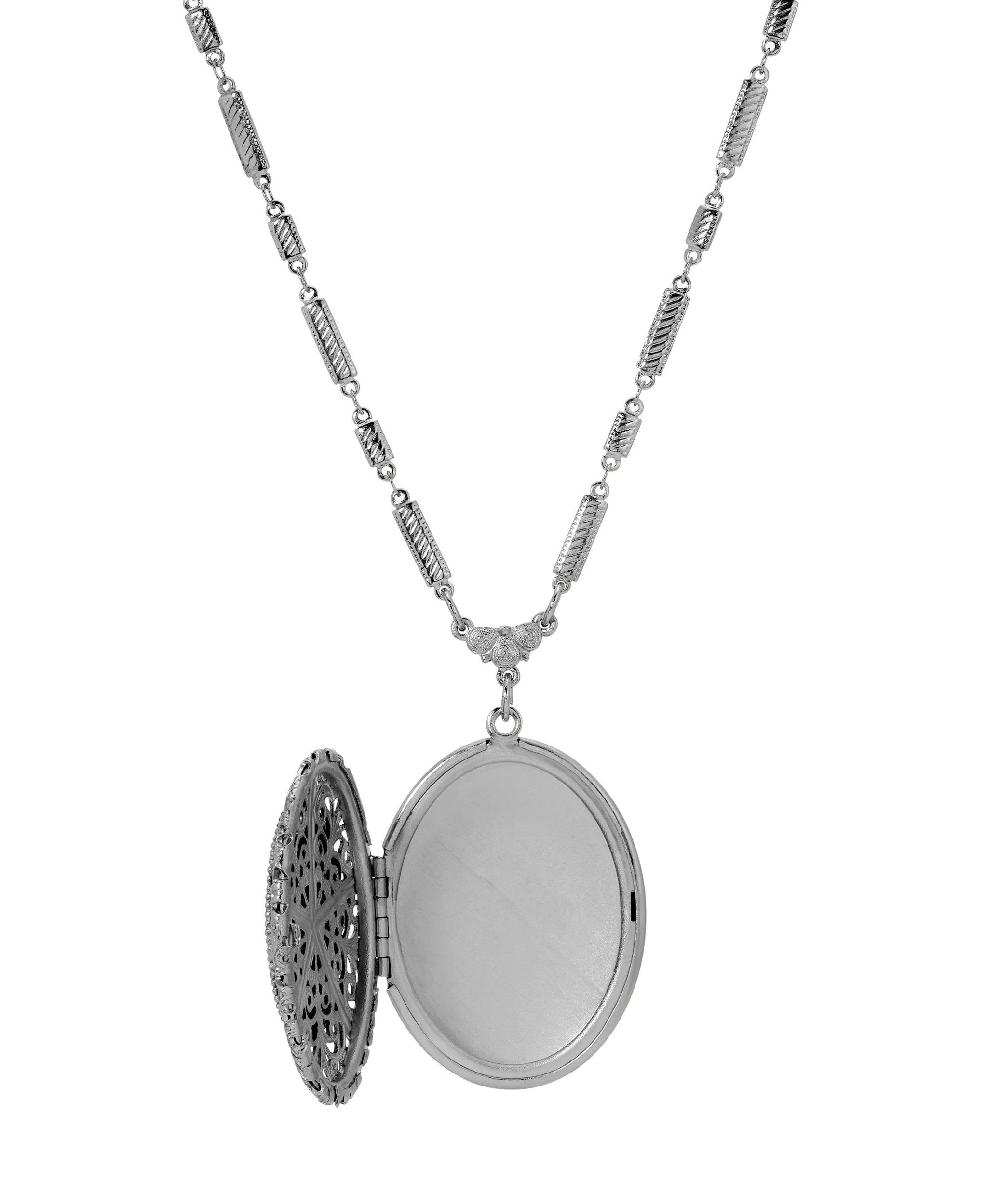 Symbols Of Faith Oval Virgin Mary Photo Locket Necklace 28"