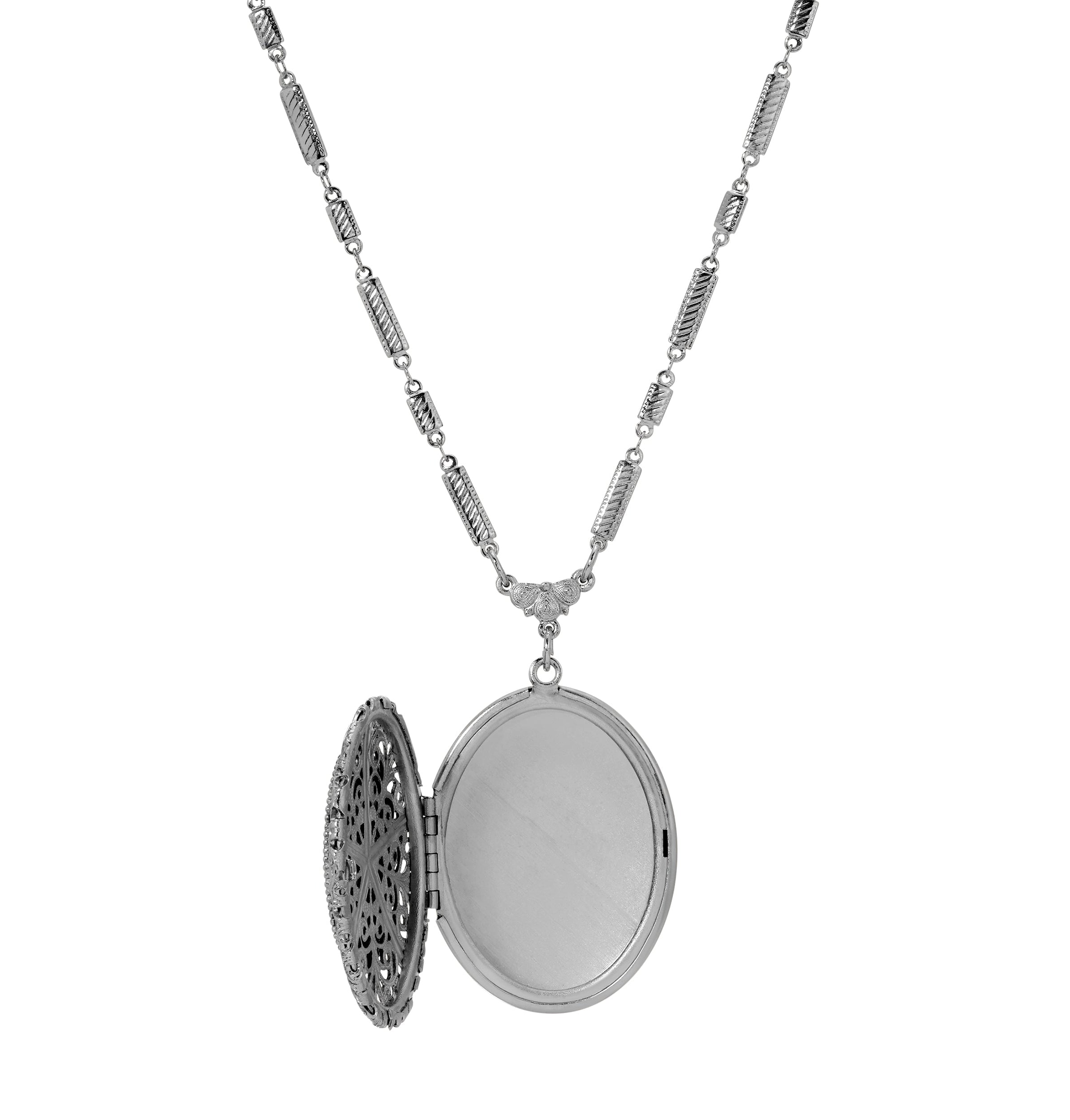 Symbols Of Faith Oval Virgin Mary Photo Locket Necklace 28"