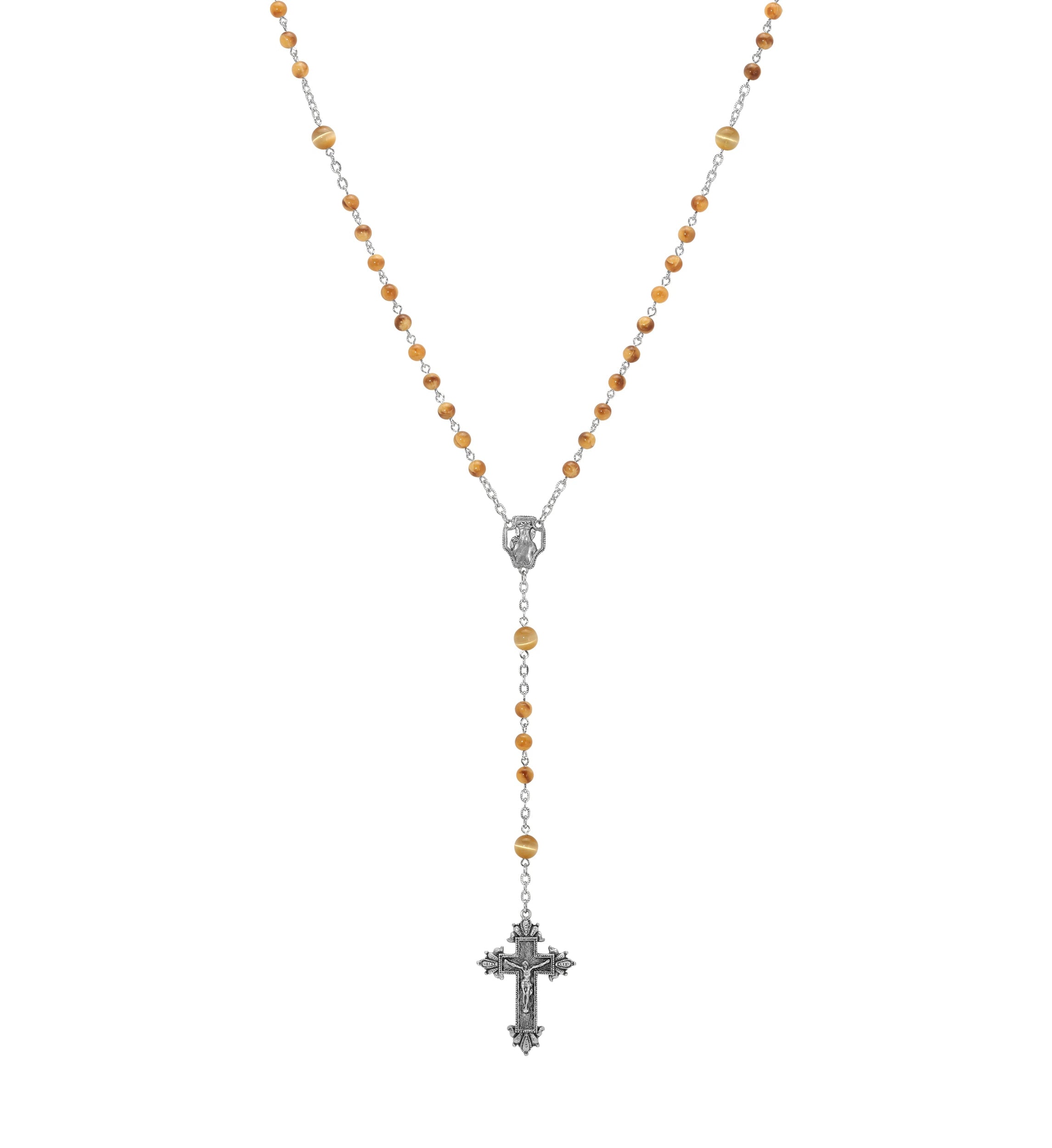 Symbols Of Faith Beaded Crucifix Rosary Necklace